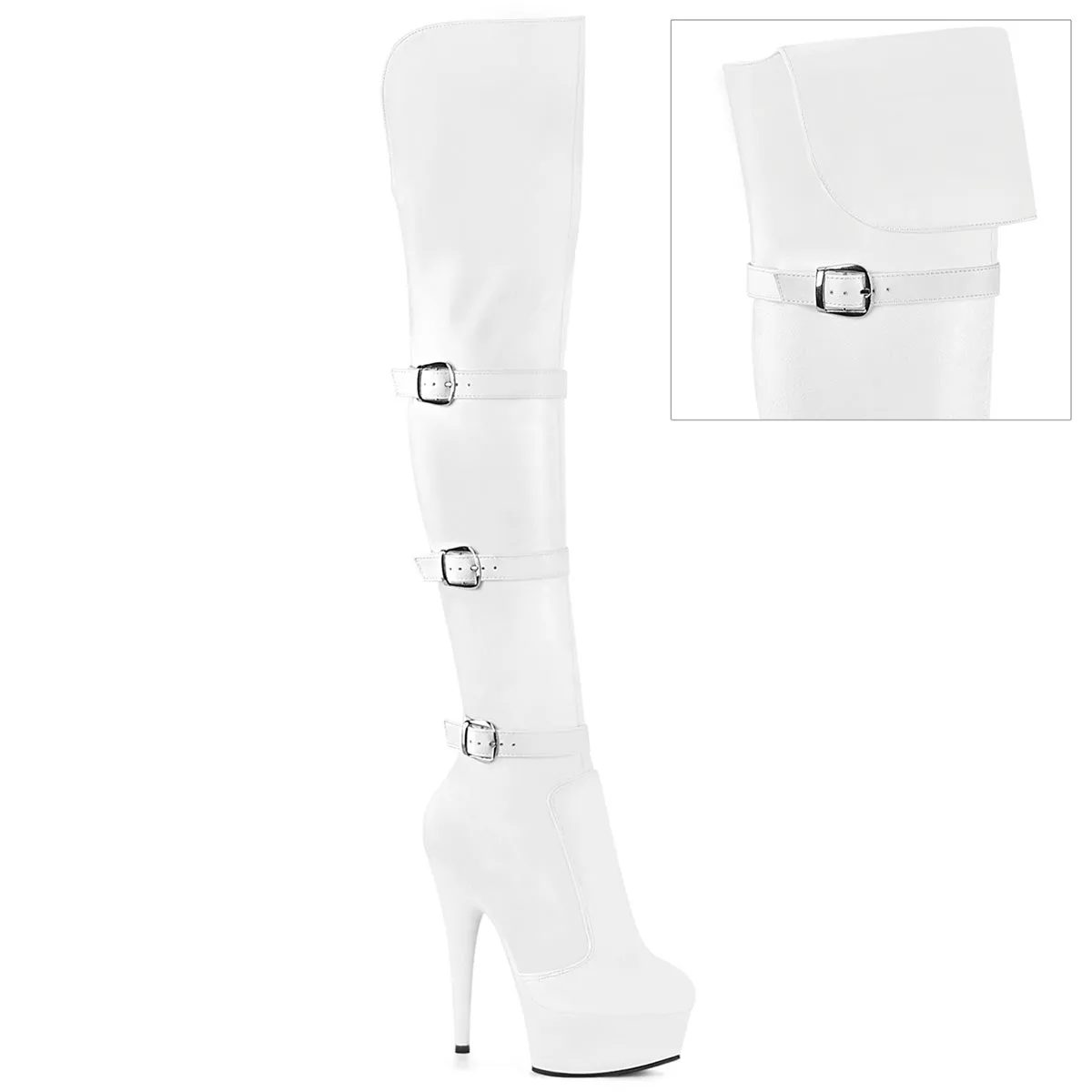 DELIGHT-3018 White Over The Knee Platform Sexy Boot