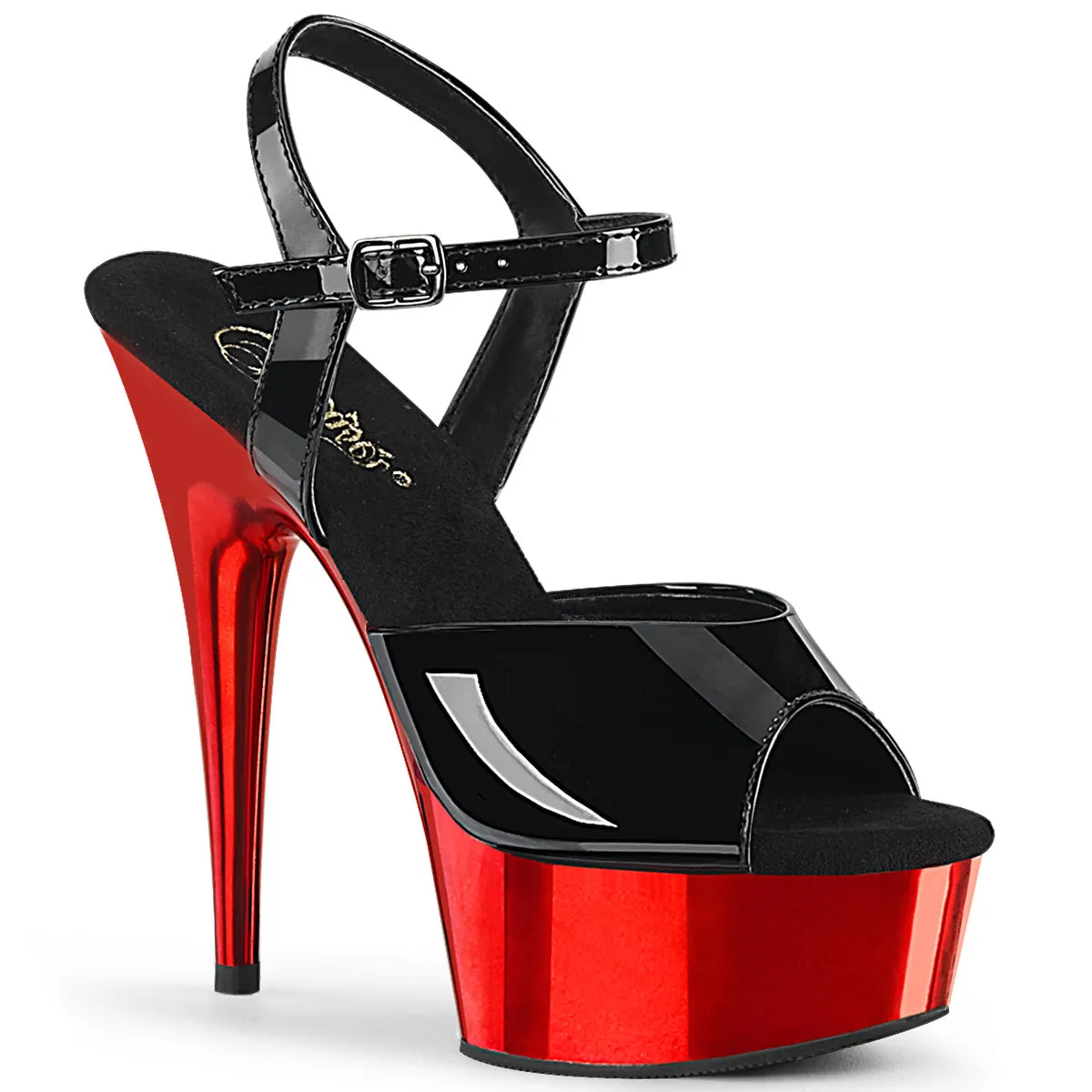 DELIGHT-609 Red Chrome Platform 6 Inch Heel Stripper Shoe