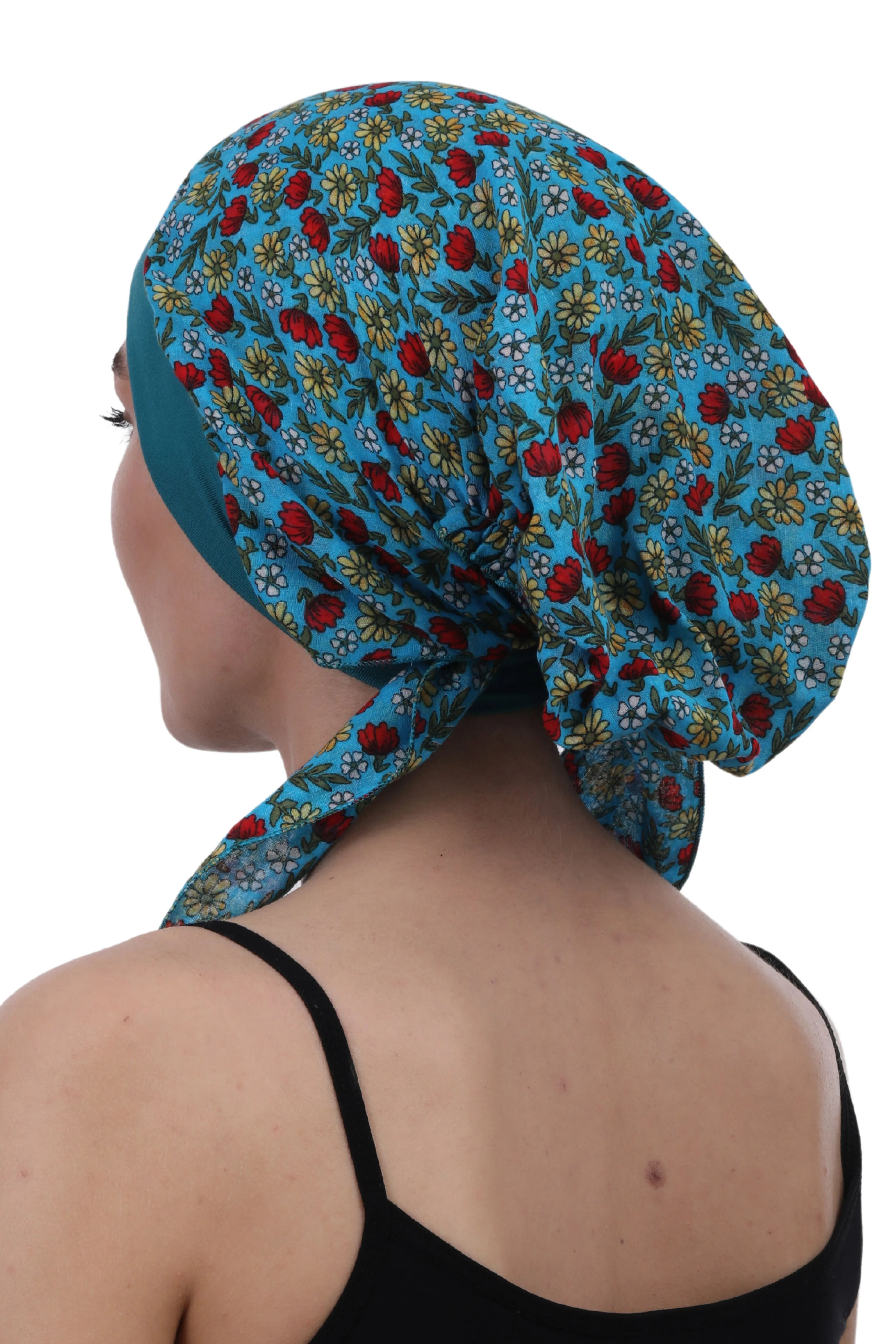 Easy Tie Pure Cotton Head Scarf with Bamboo Front