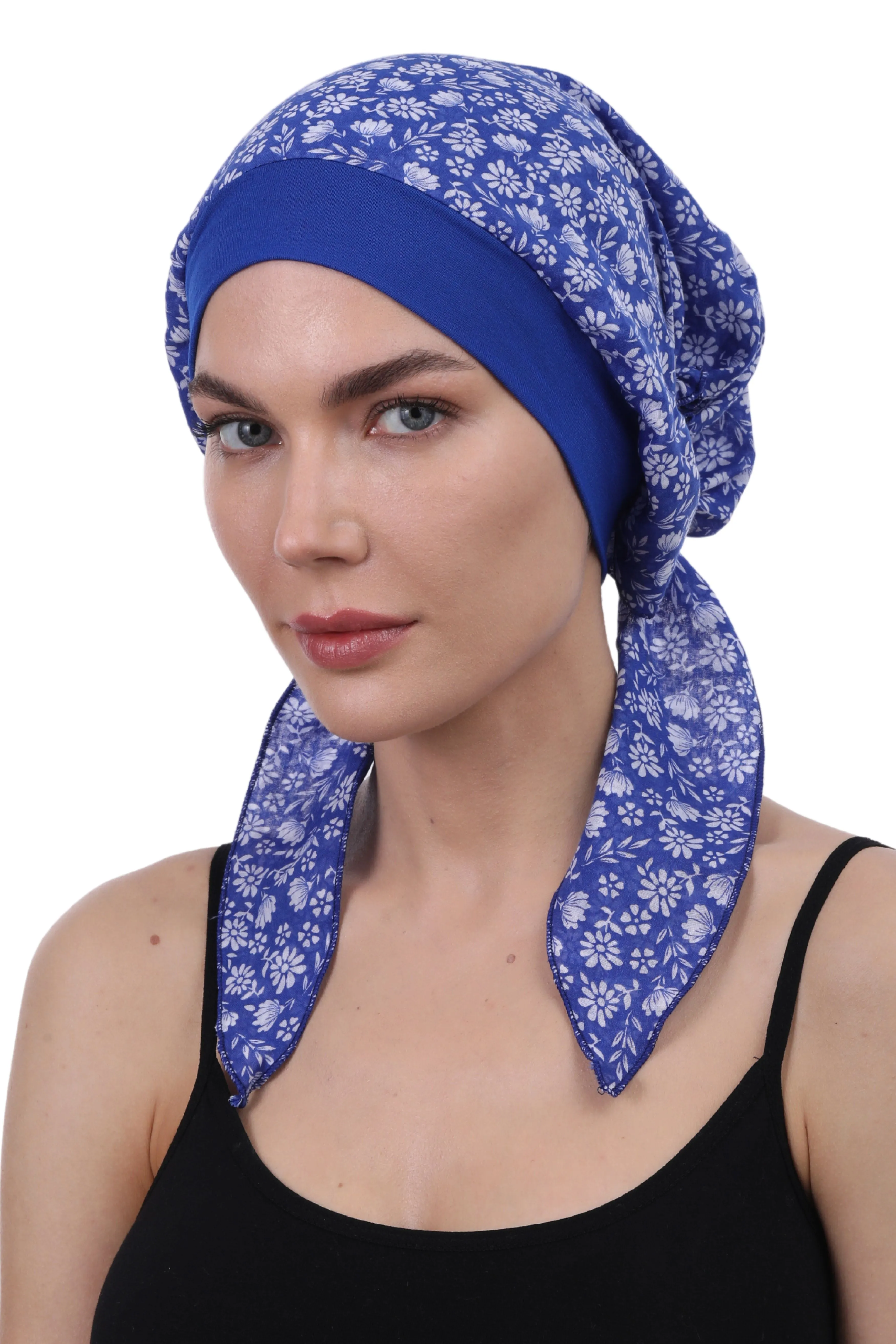 Easy Tie Pure Cotton Head Scarf with Bamboo Front