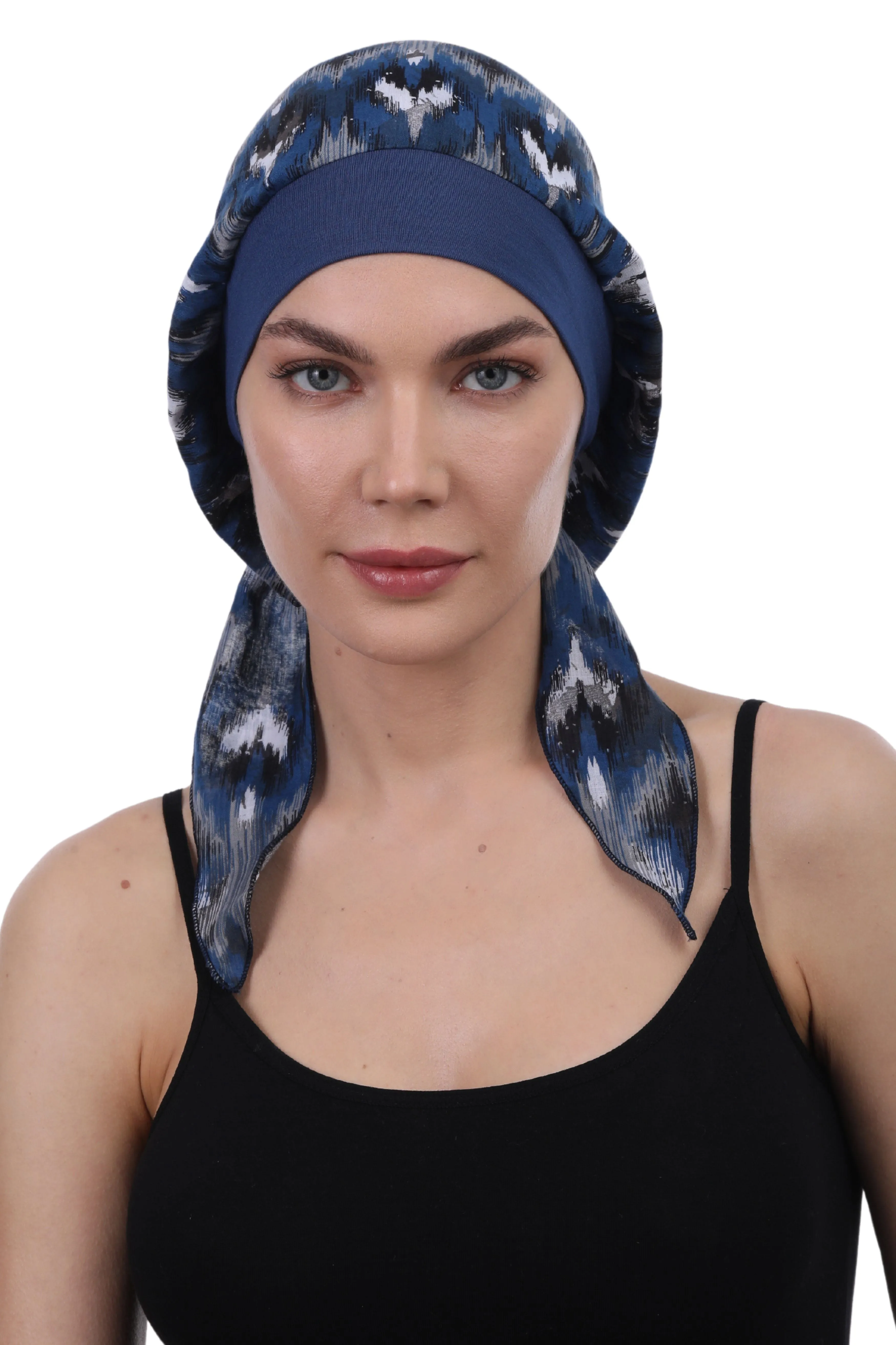 Easy Tie Pure Cotton Head Scarf with Bamboo Front