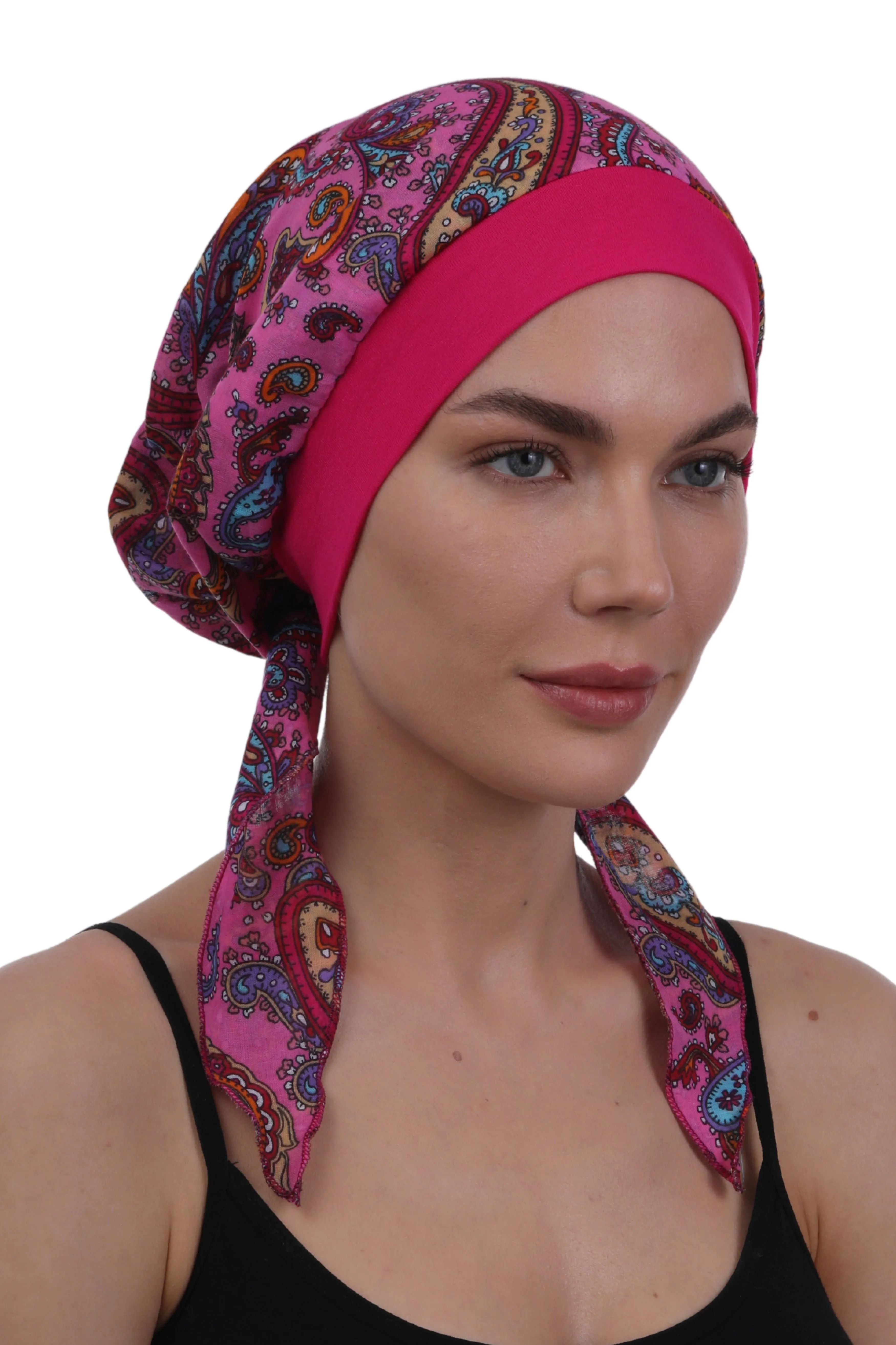 Easy Tie Pure Cotton Head Scarf with Bamboo Front