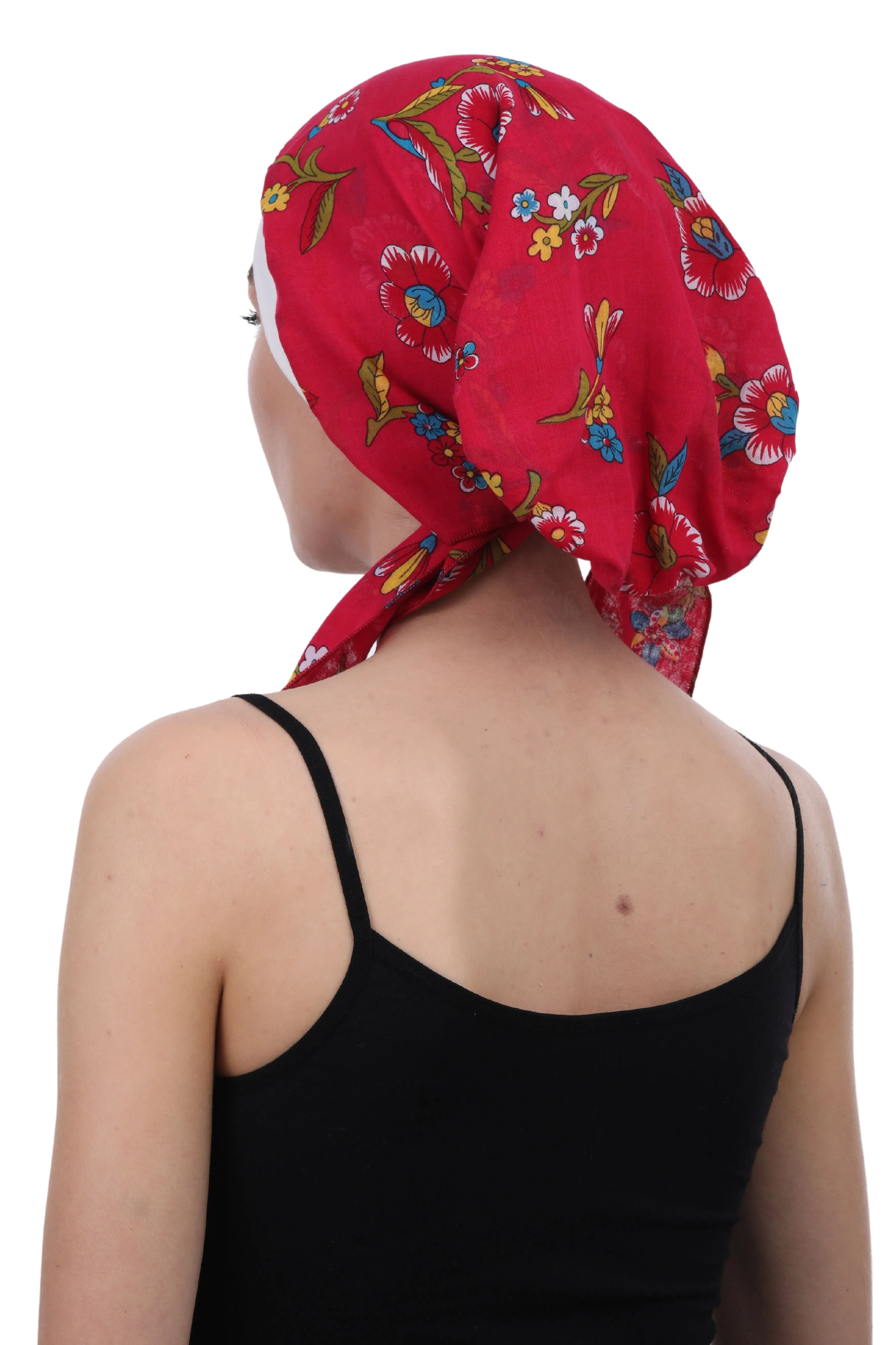 Easy Tie Pure Cotton Head Scarf with Bamboo Front