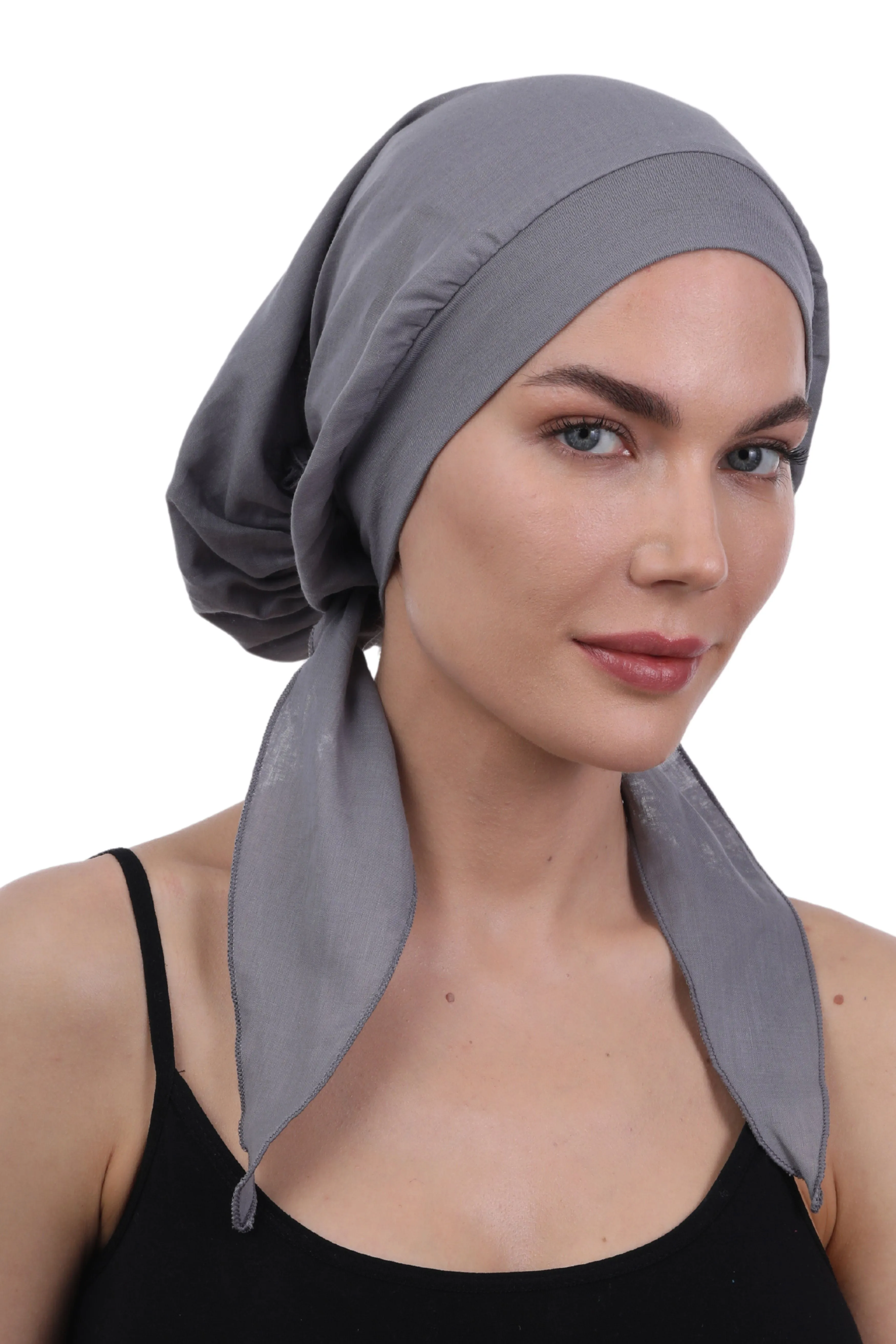 Easy Tie Pure Cotton Head Scarf with Bamboo Front