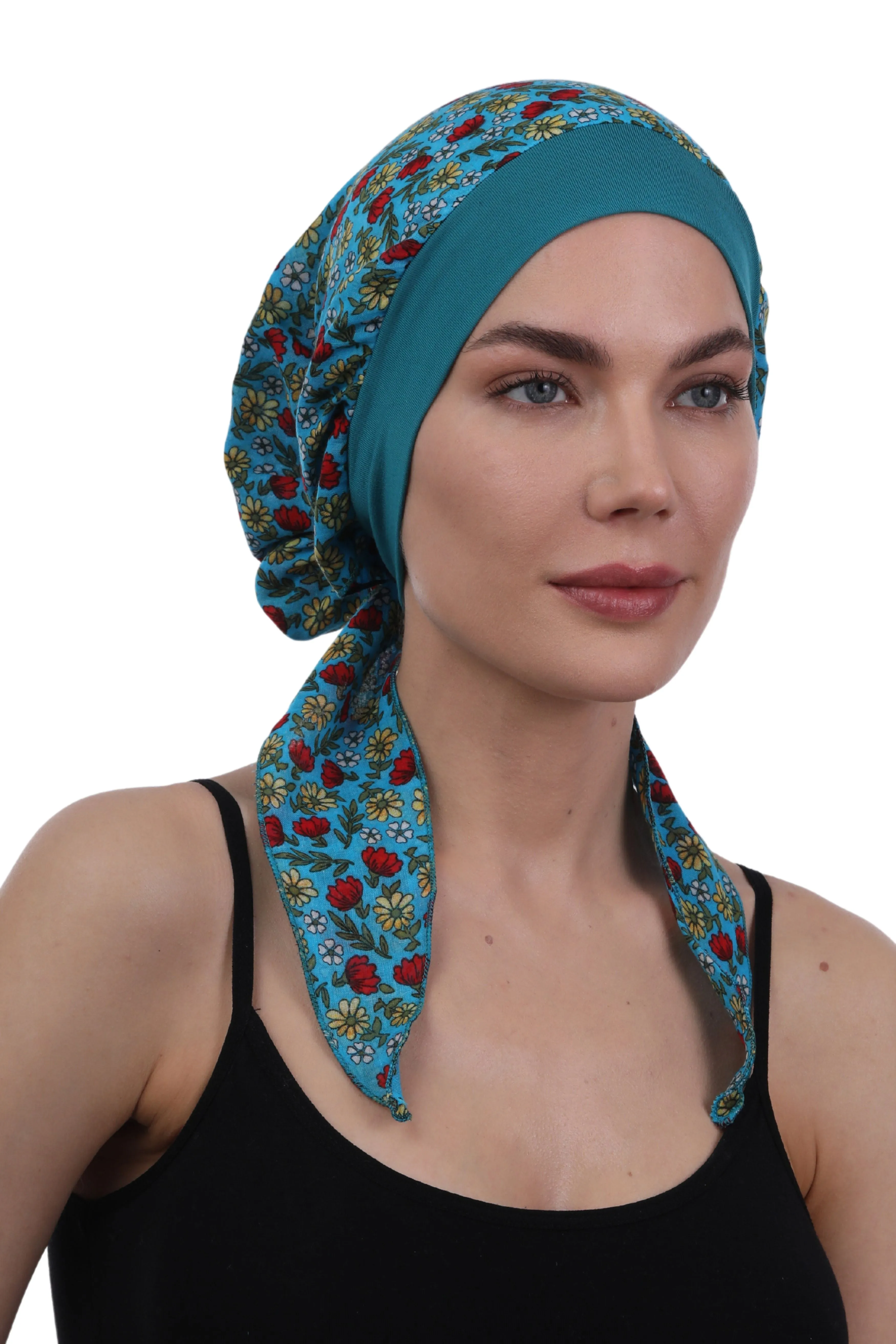 Easy Tie Pure Cotton Head Scarf with Bamboo Front