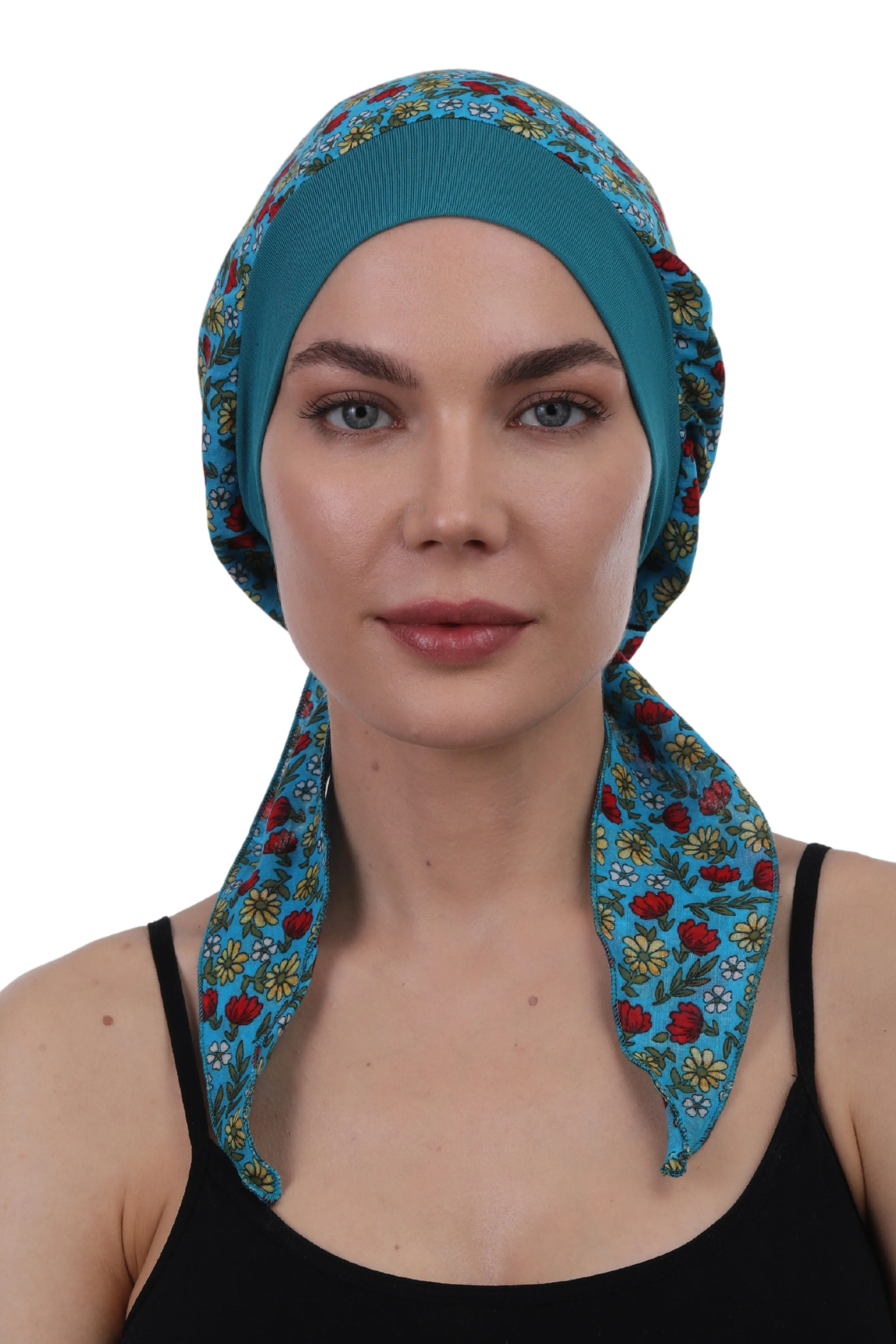 Easy Tie Pure Cotton Head Scarf with Bamboo Front