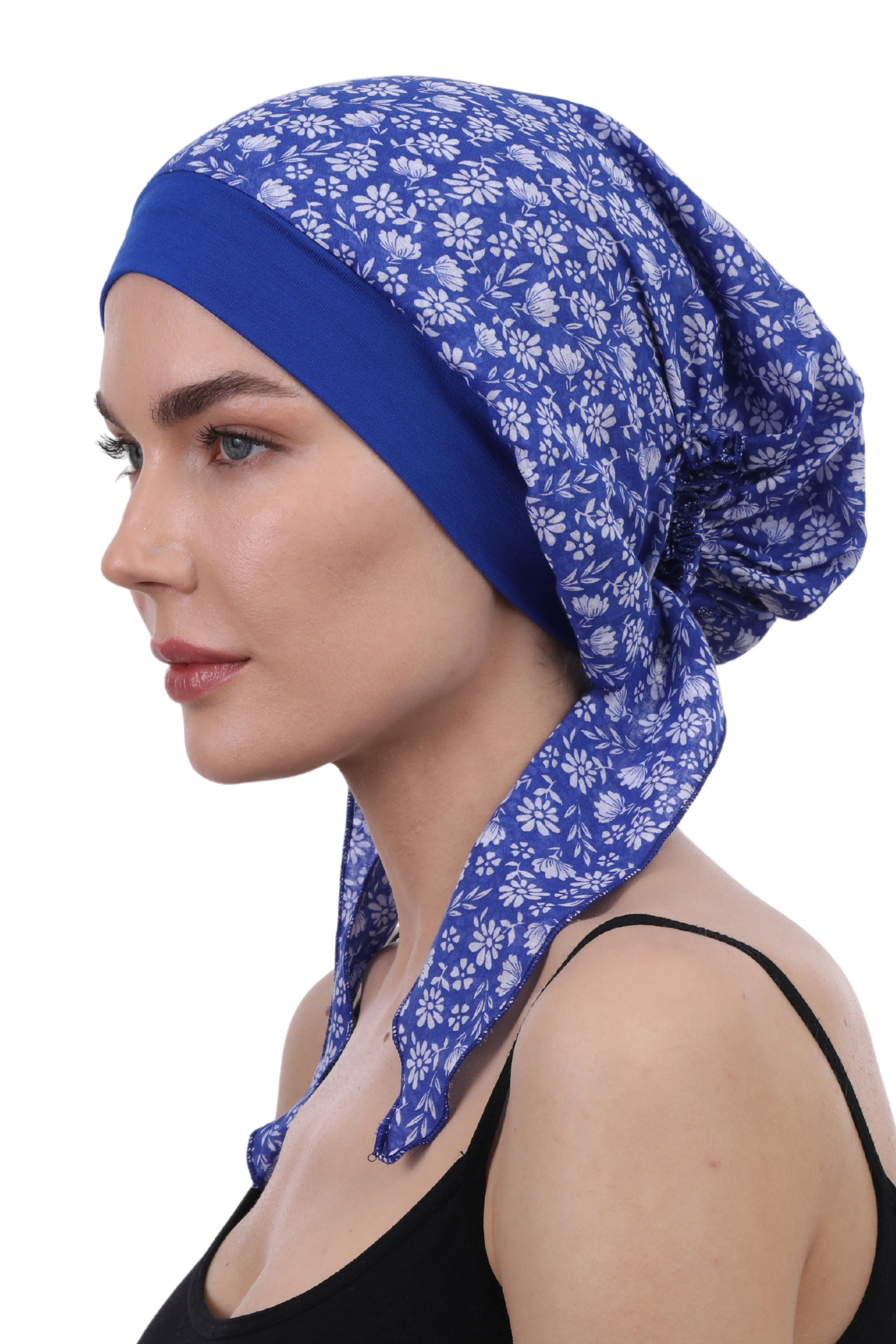 Easy Tie Pure Cotton Head Scarf with Bamboo Front