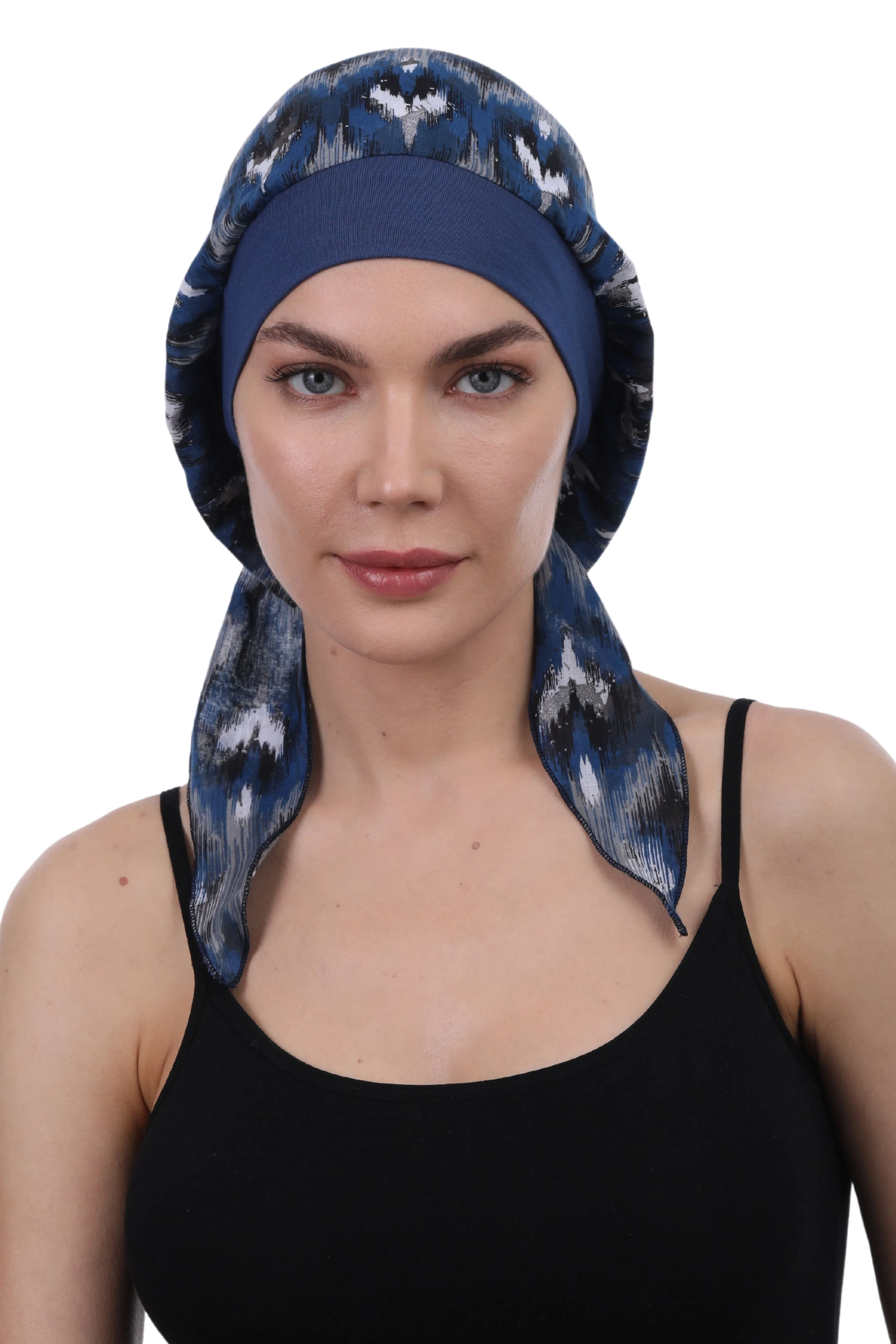 Easy Tie Pure Cotton Head Scarf with Bamboo Front