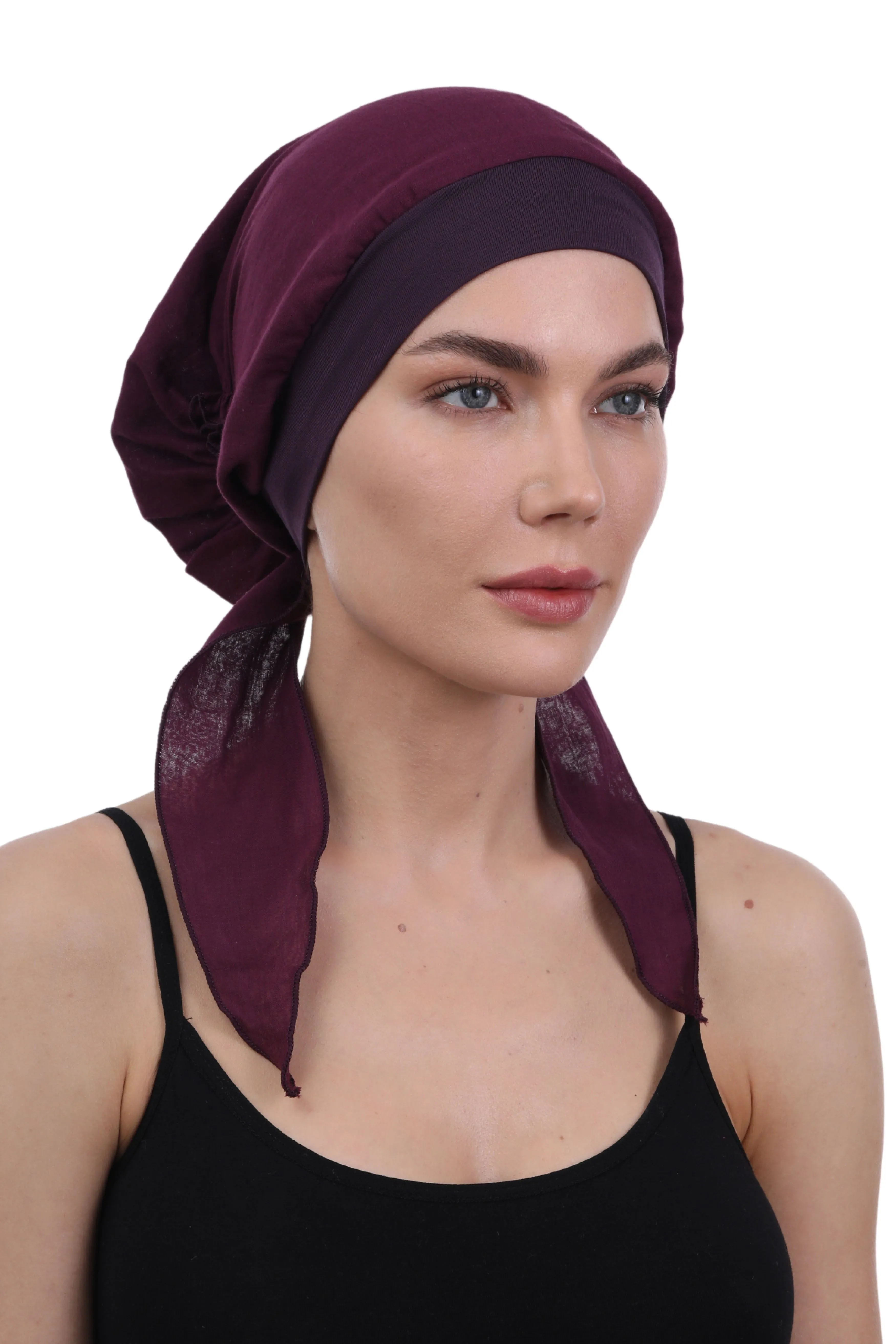 Easy Tie Pure Cotton Head Scarf with Bamboo Front