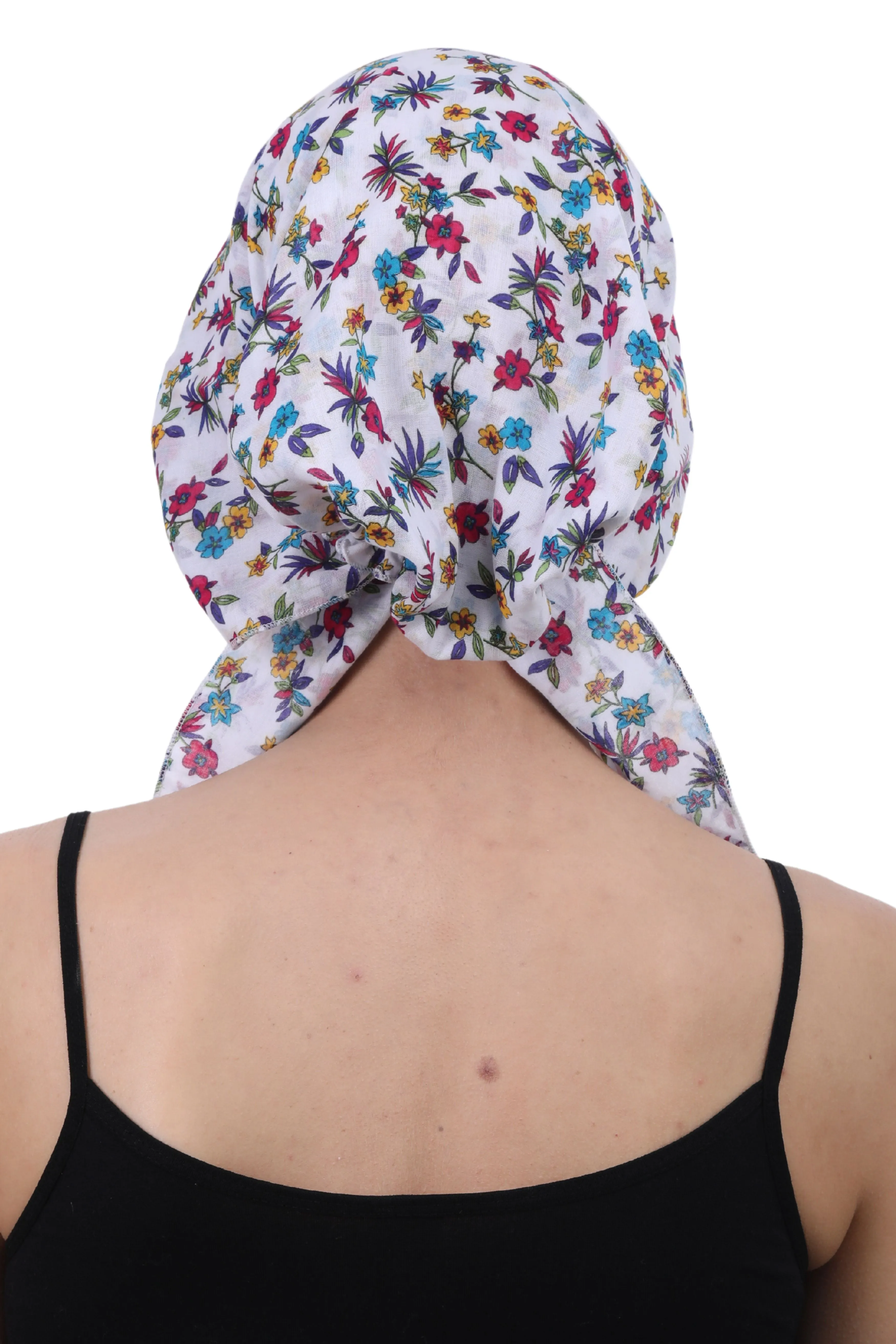 Easy Tie Pure Cotton Head Scarf with Bamboo Front