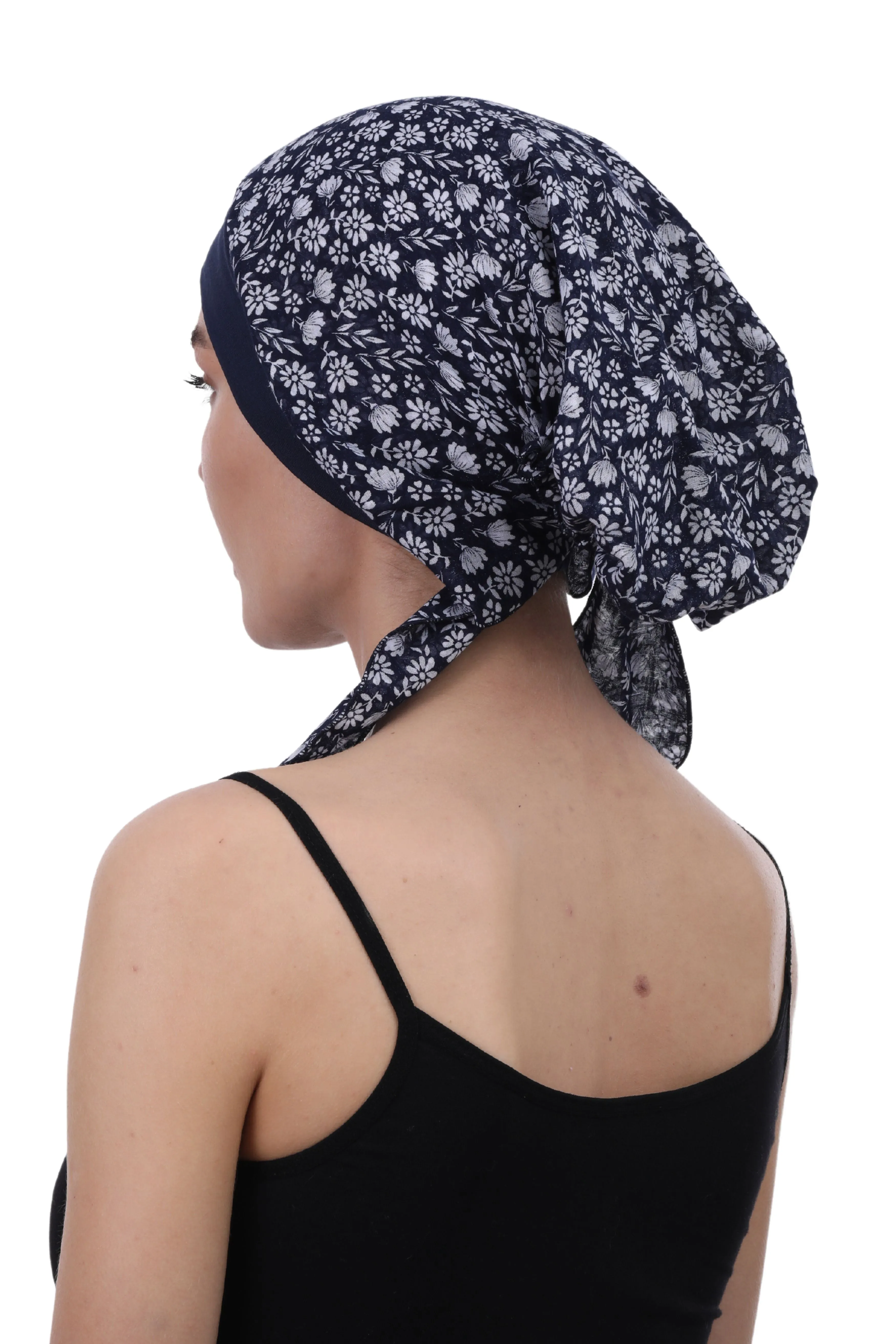 Easy Tie Pure Cotton Head Scarf with Bamboo Front