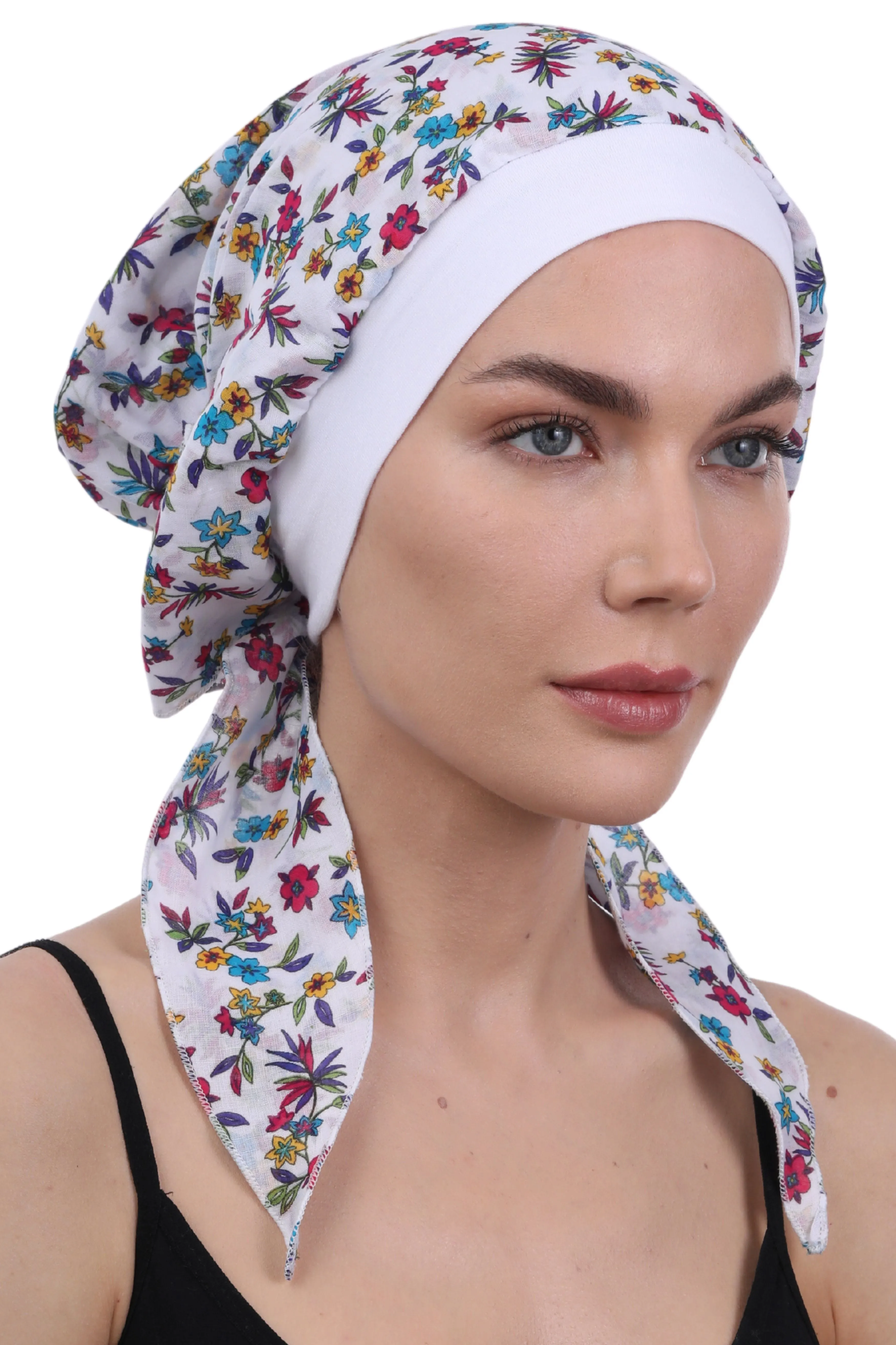 Easy Tie Pure Cotton Head Scarf with Bamboo Front