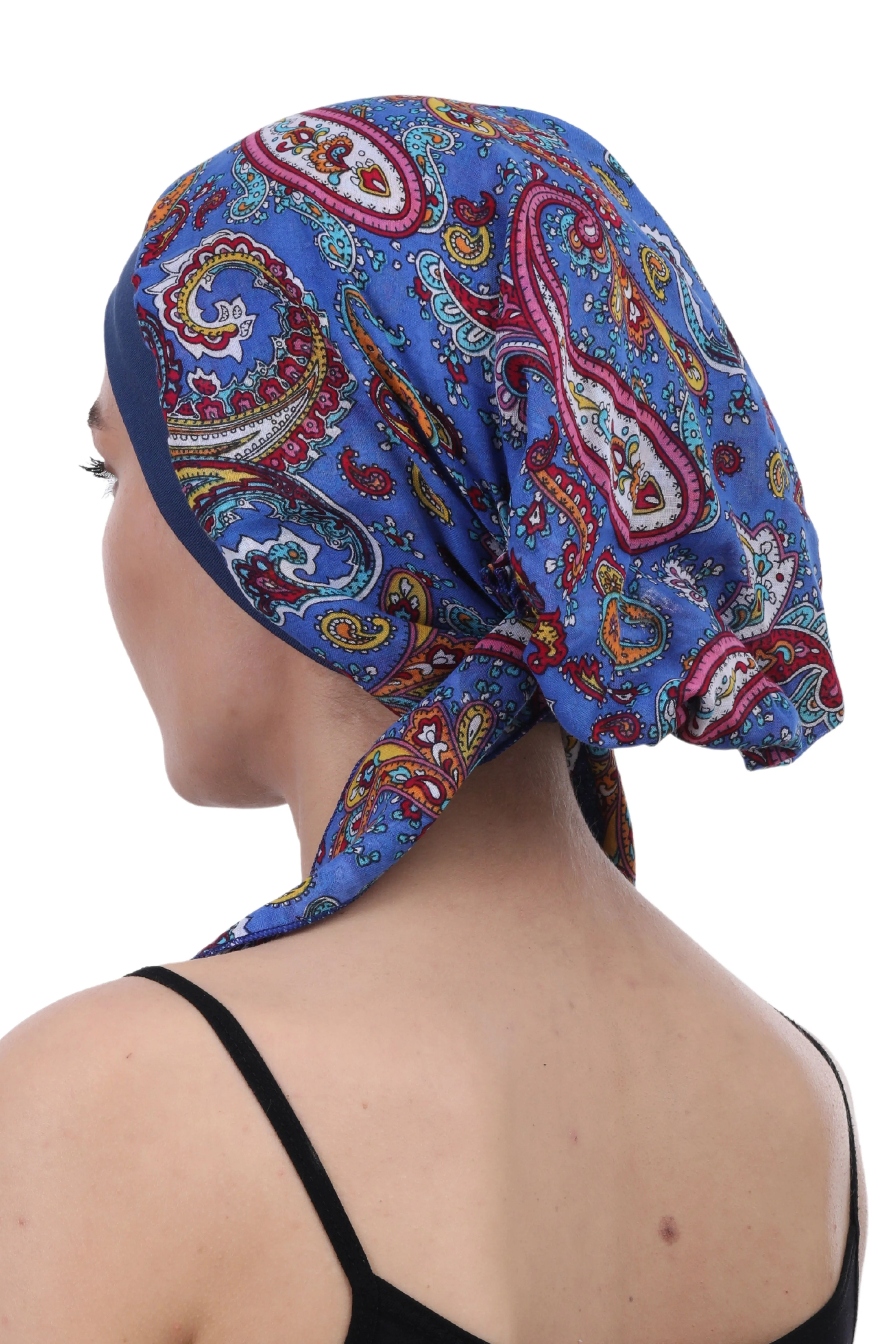 Easy Tie Pure Cotton Head Scarf with Bamboo Front