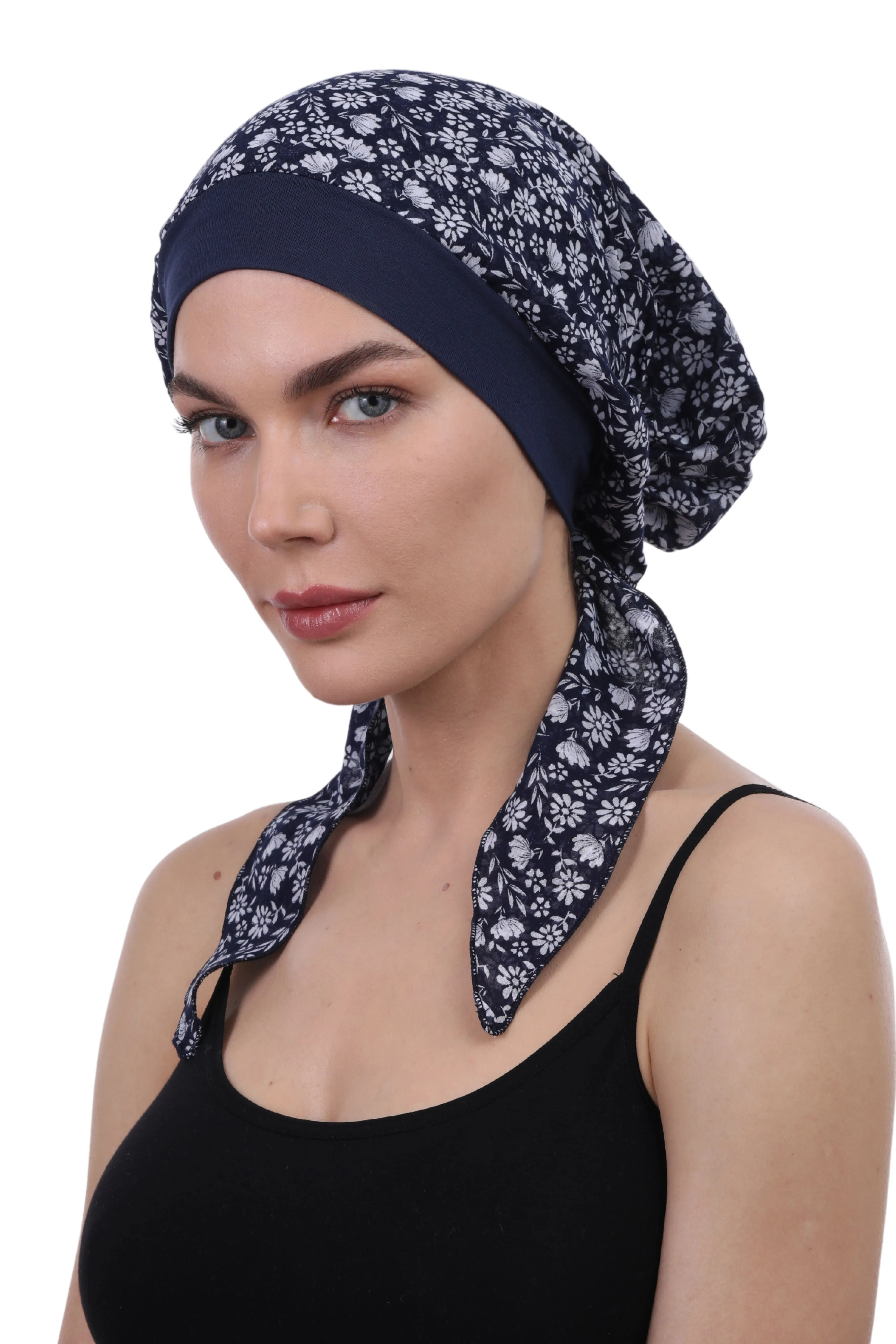 Easy Tie Pure Cotton Head Scarf with Bamboo Front