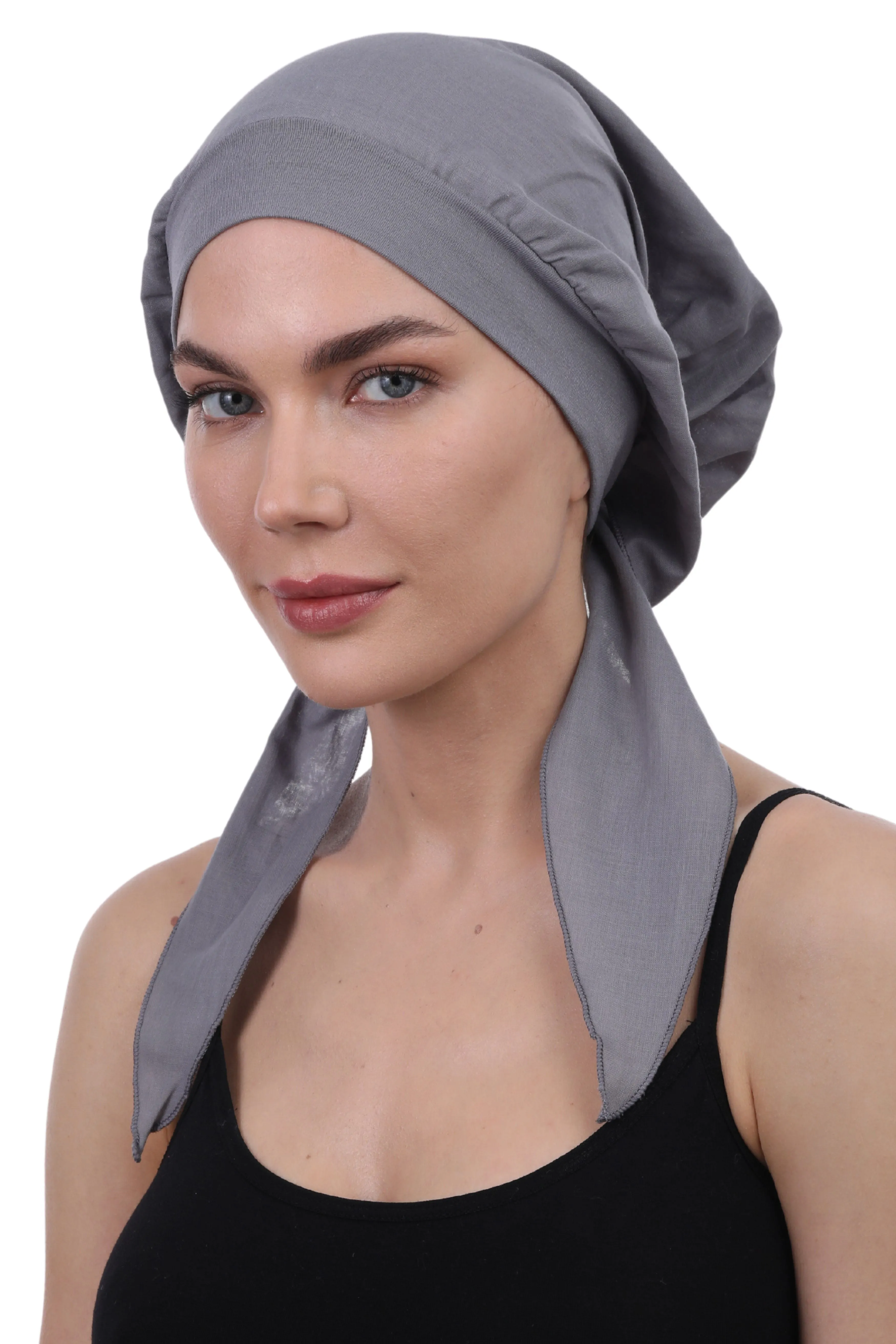 Easy Tie Pure Cotton Head Scarf with Bamboo Front