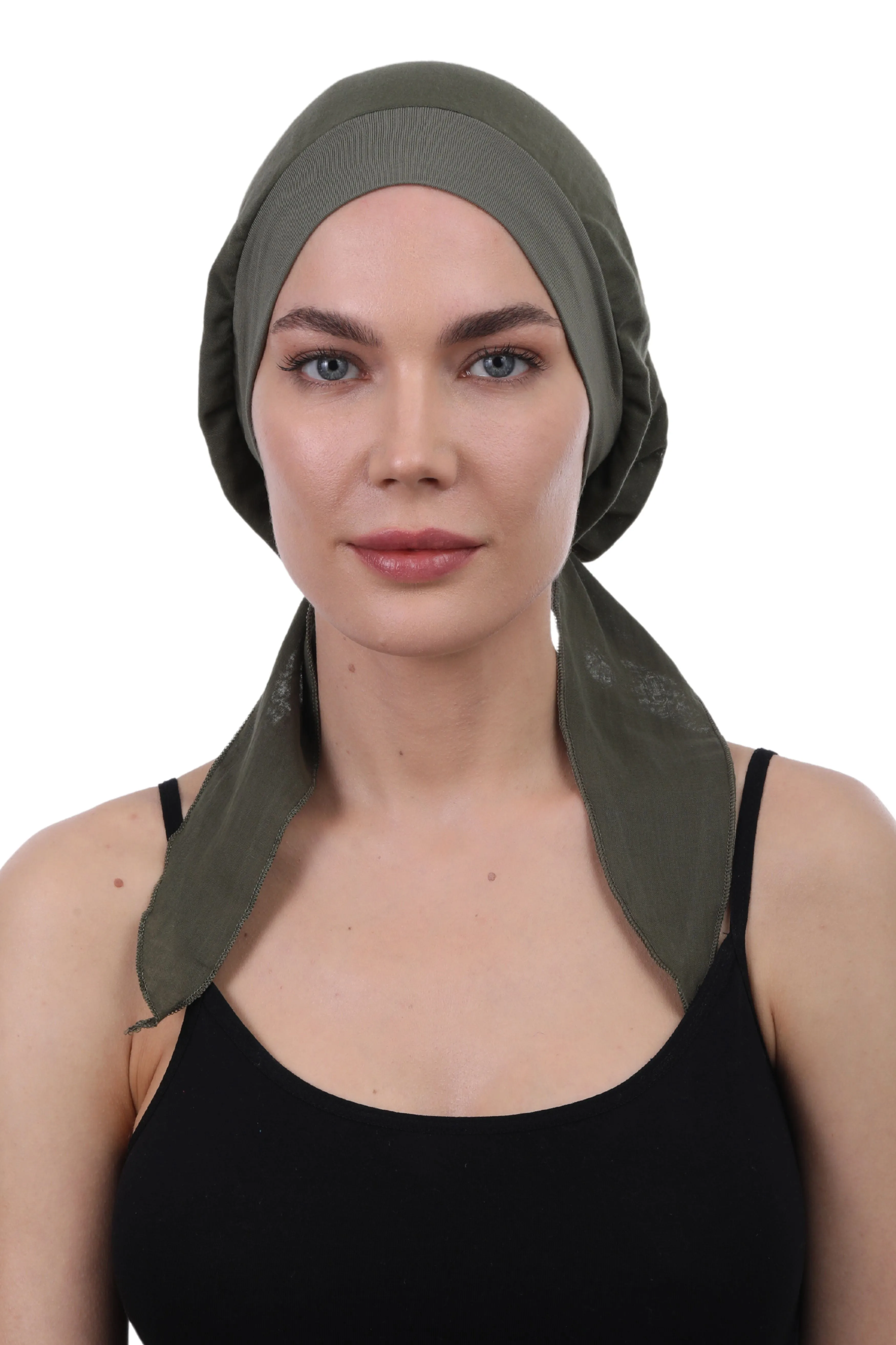 Easy Tie Pure Cotton Head Scarf with Bamboo Front