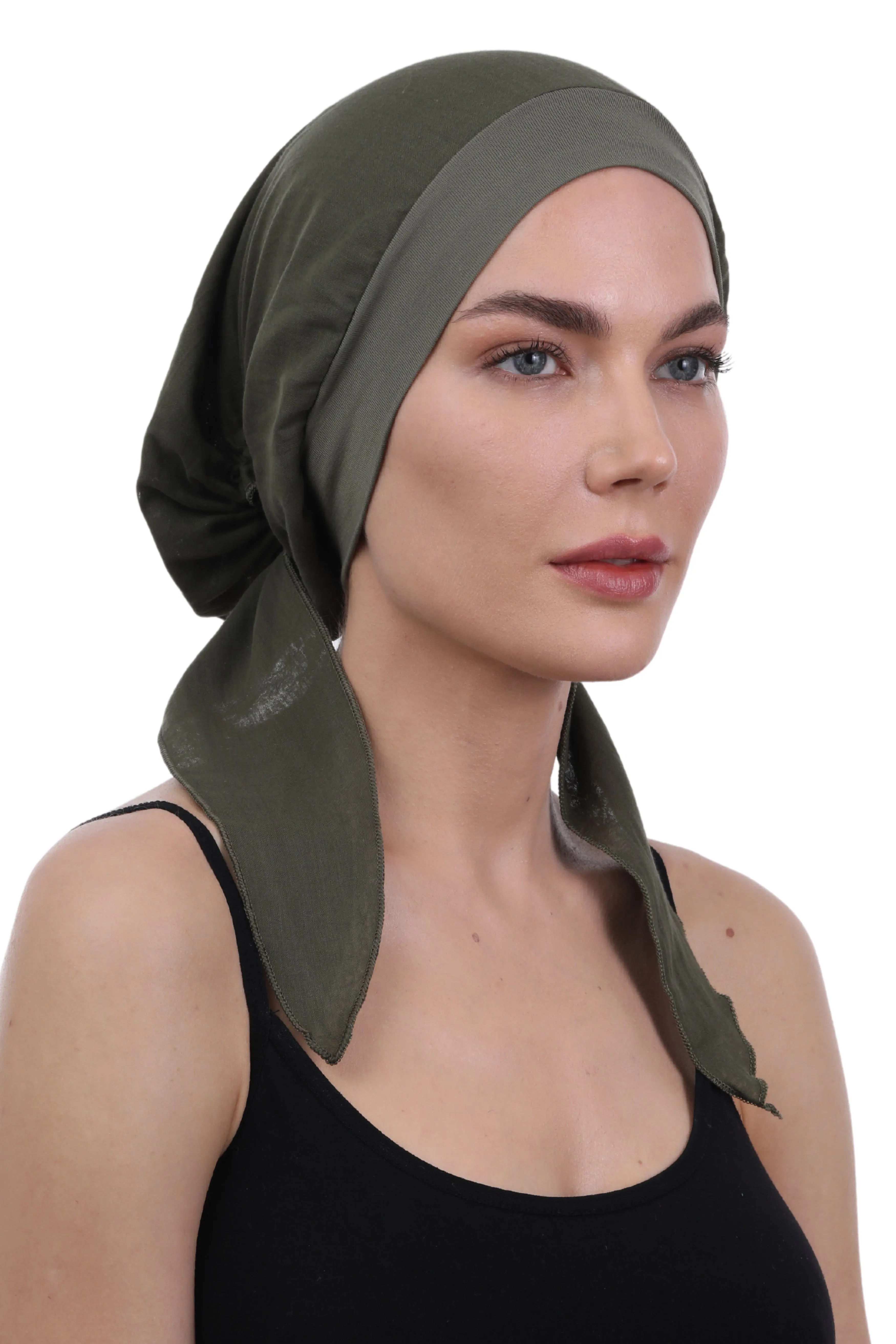 Easy Tie Pure Cotton Head Scarf with Bamboo Front