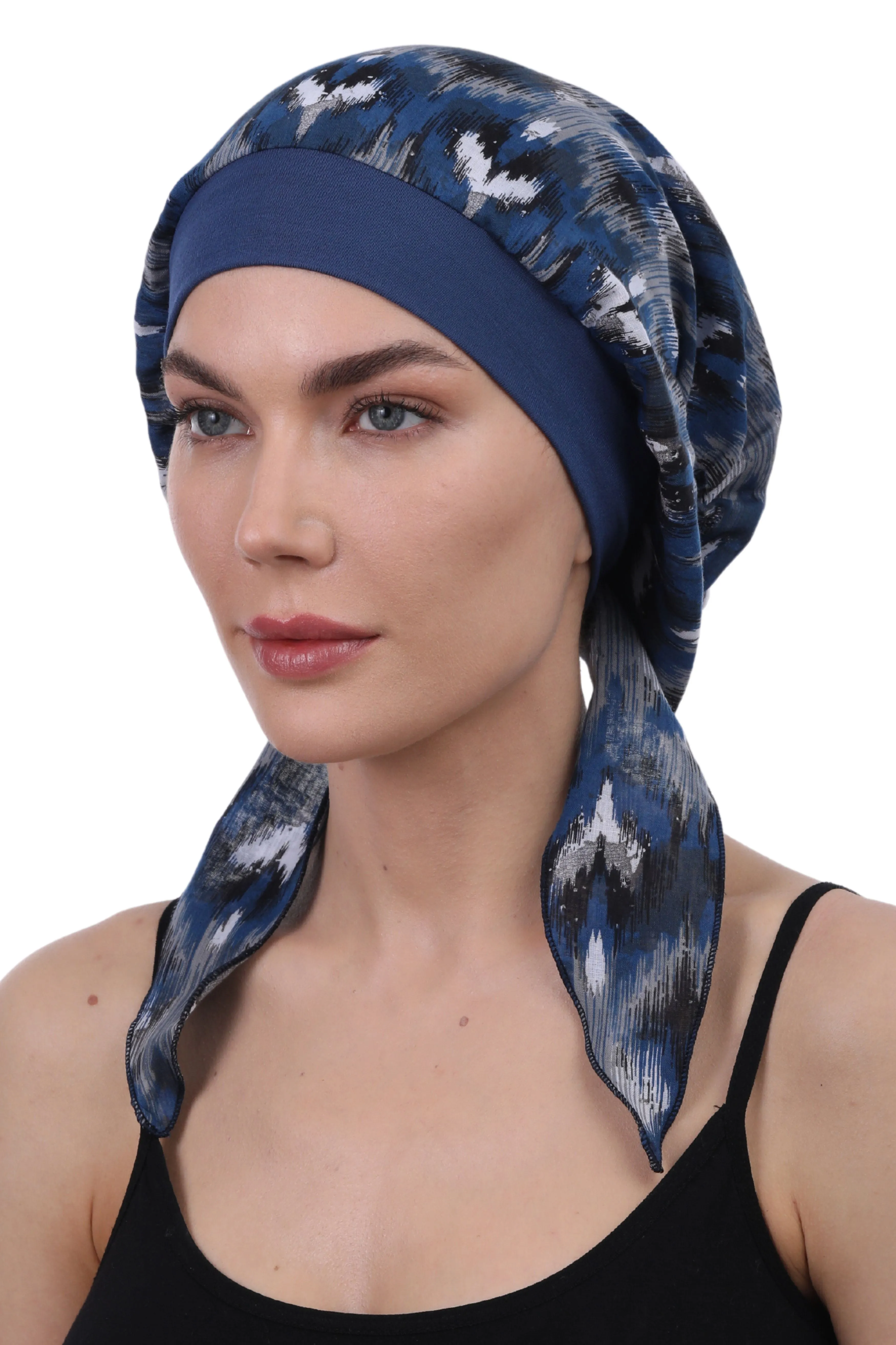 Easy Tie Pure Cotton Head Scarf with Bamboo Front