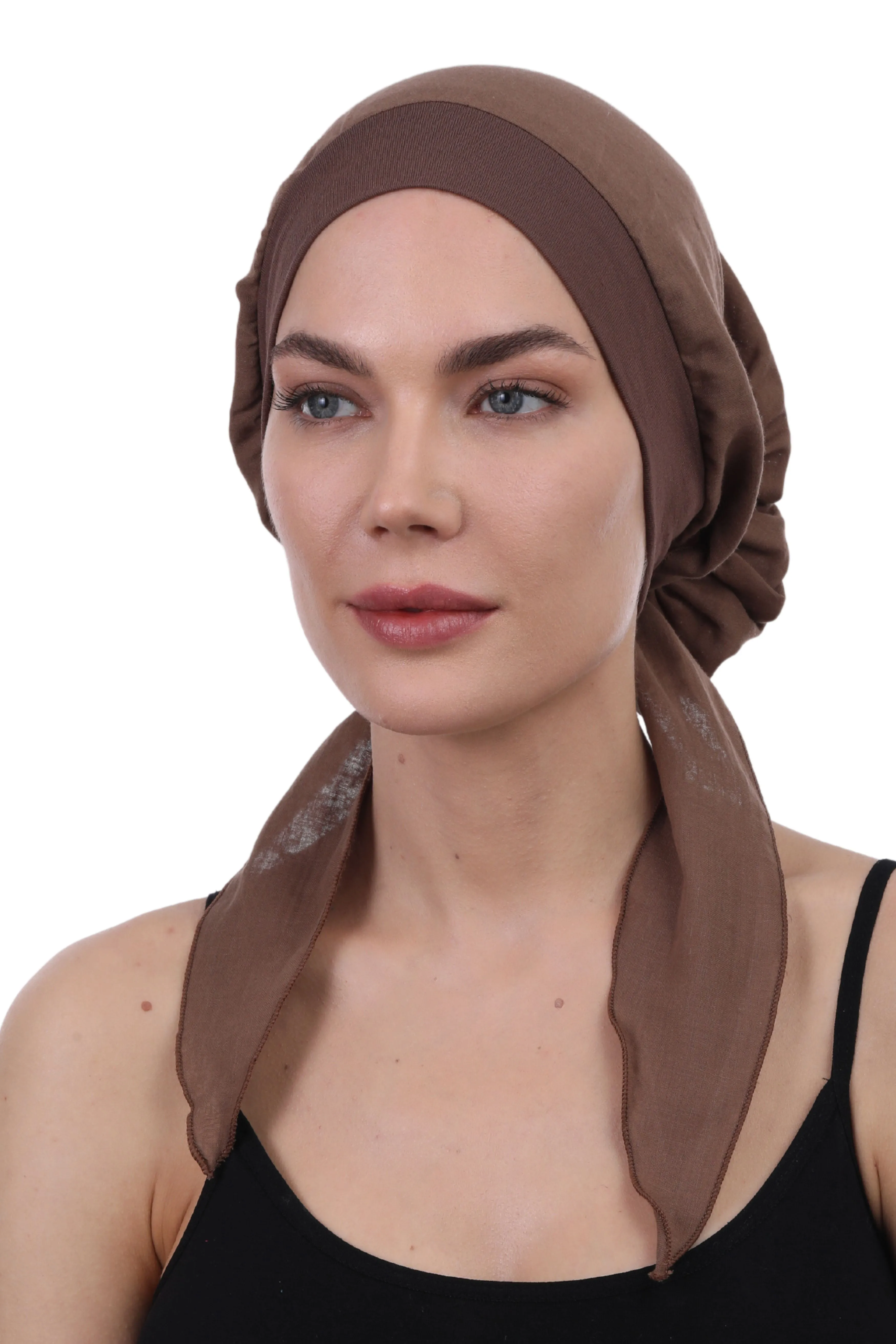 Easy Tie Pure Cotton Head Scarf with Bamboo Front