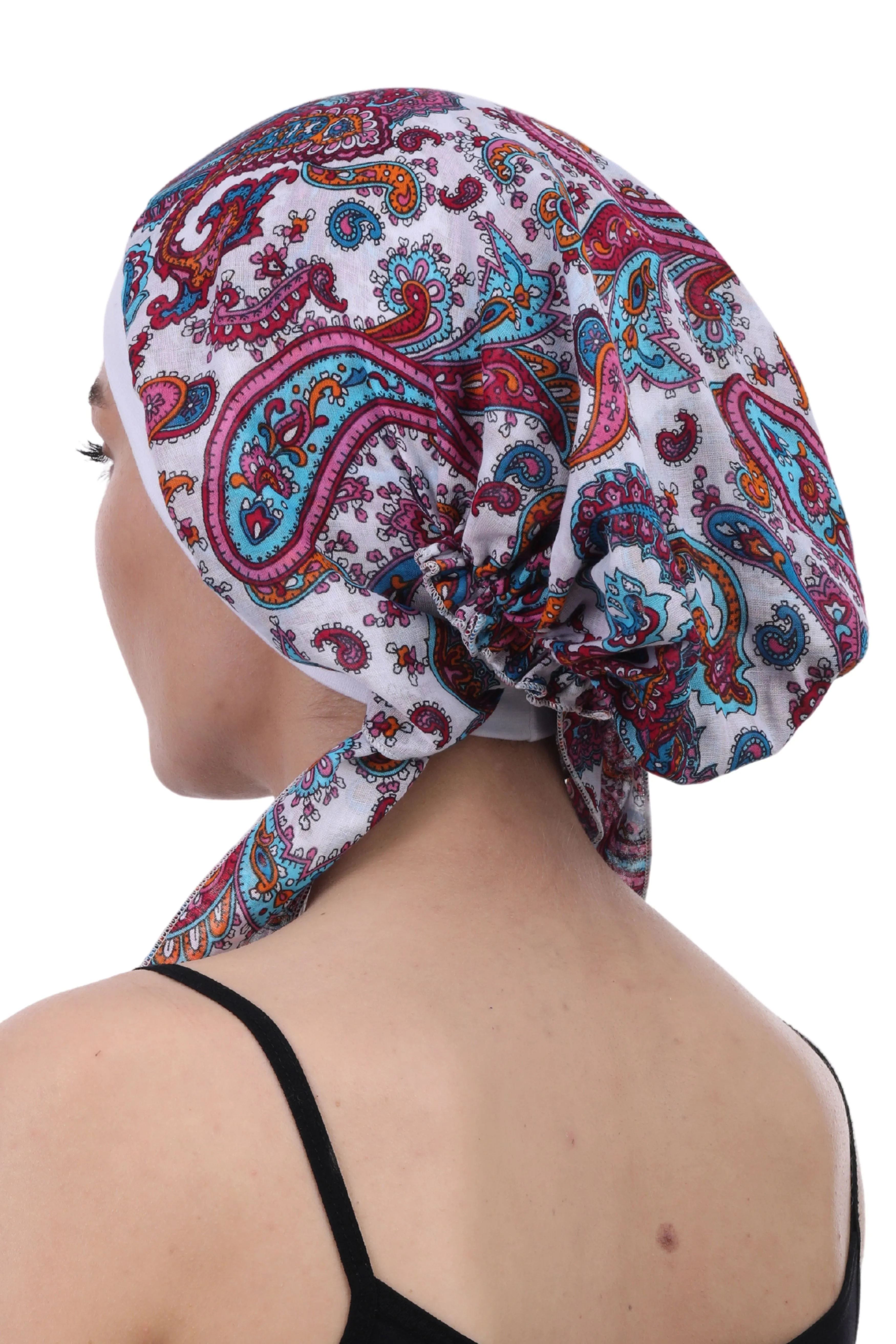 Easy Tie Pure Cotton Head Scarf with Bamboo Front