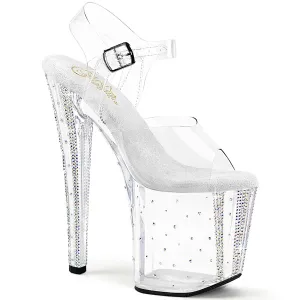 ENCHANT-708RS-01 Clear Rhinestone Studded Platform Exotic Dancer Shoes