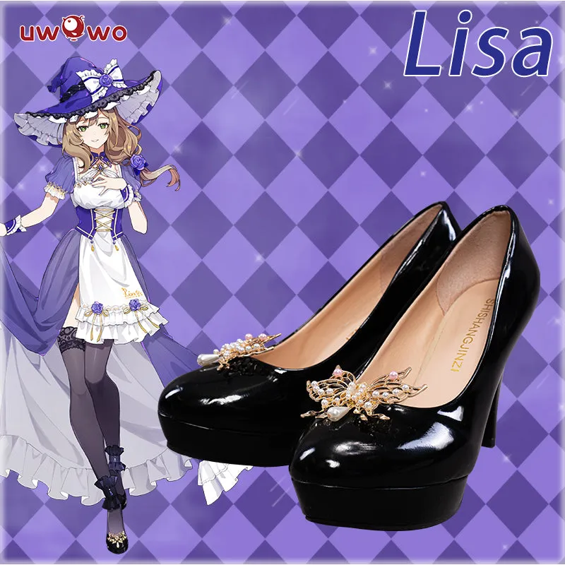 Exclusive Uwowo Genshin Impact Fanart Lisa Maid Ver Cosplay Costume Shoes ( Shoes Decoration in Costume Set)