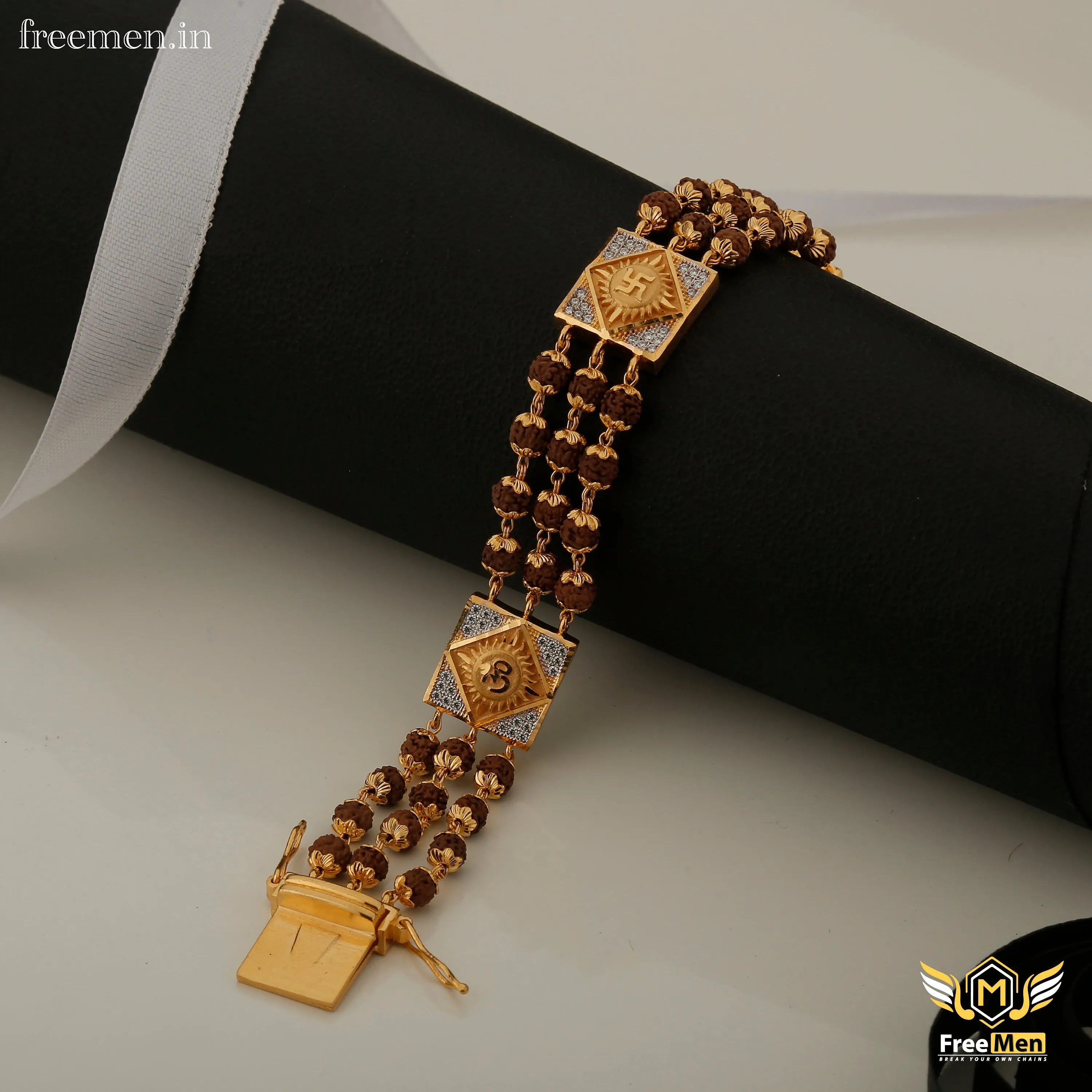 Freemen AD Rudraksha three line bracelet  - FM059