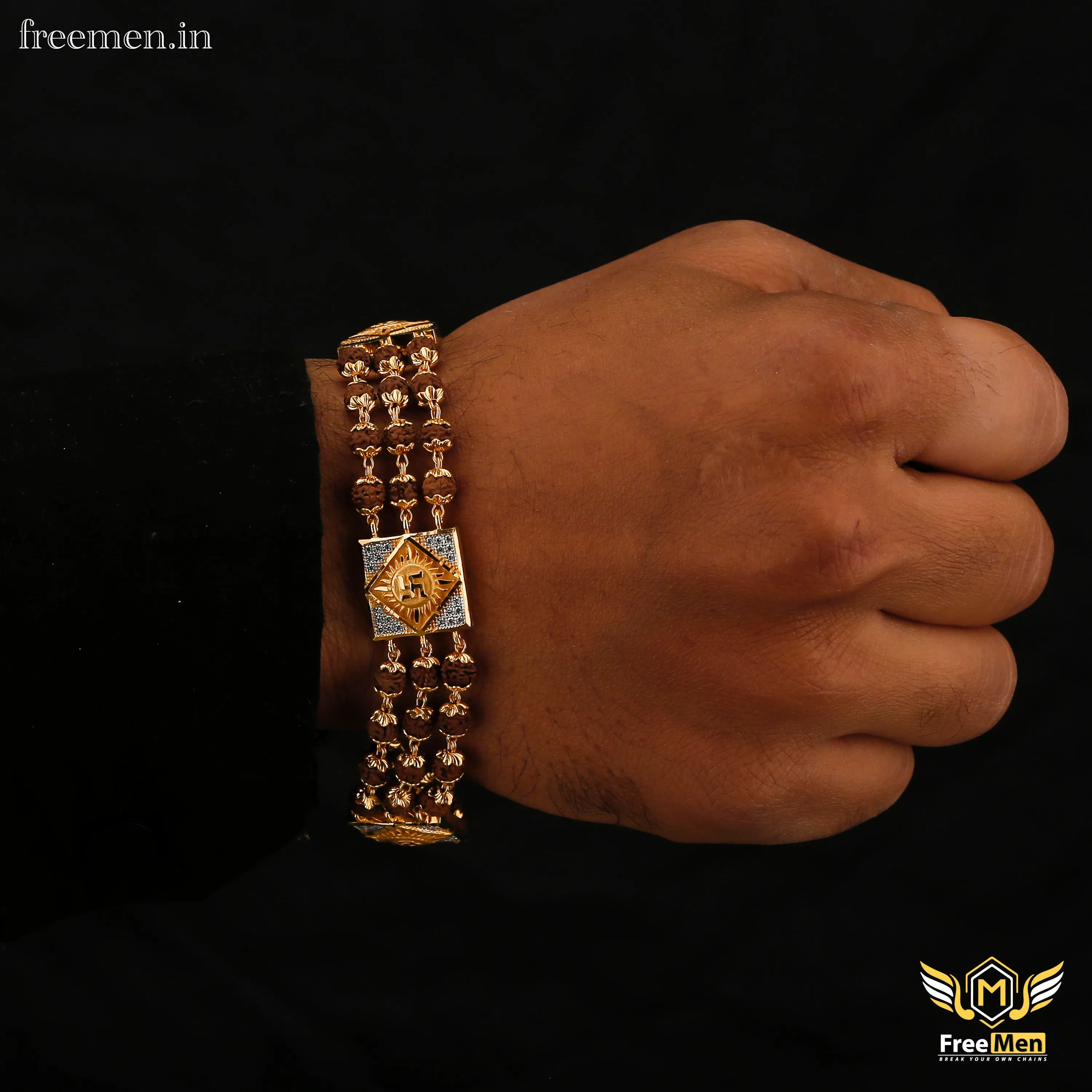 Freemen AD Rudraksha three line bracelet  - FM059