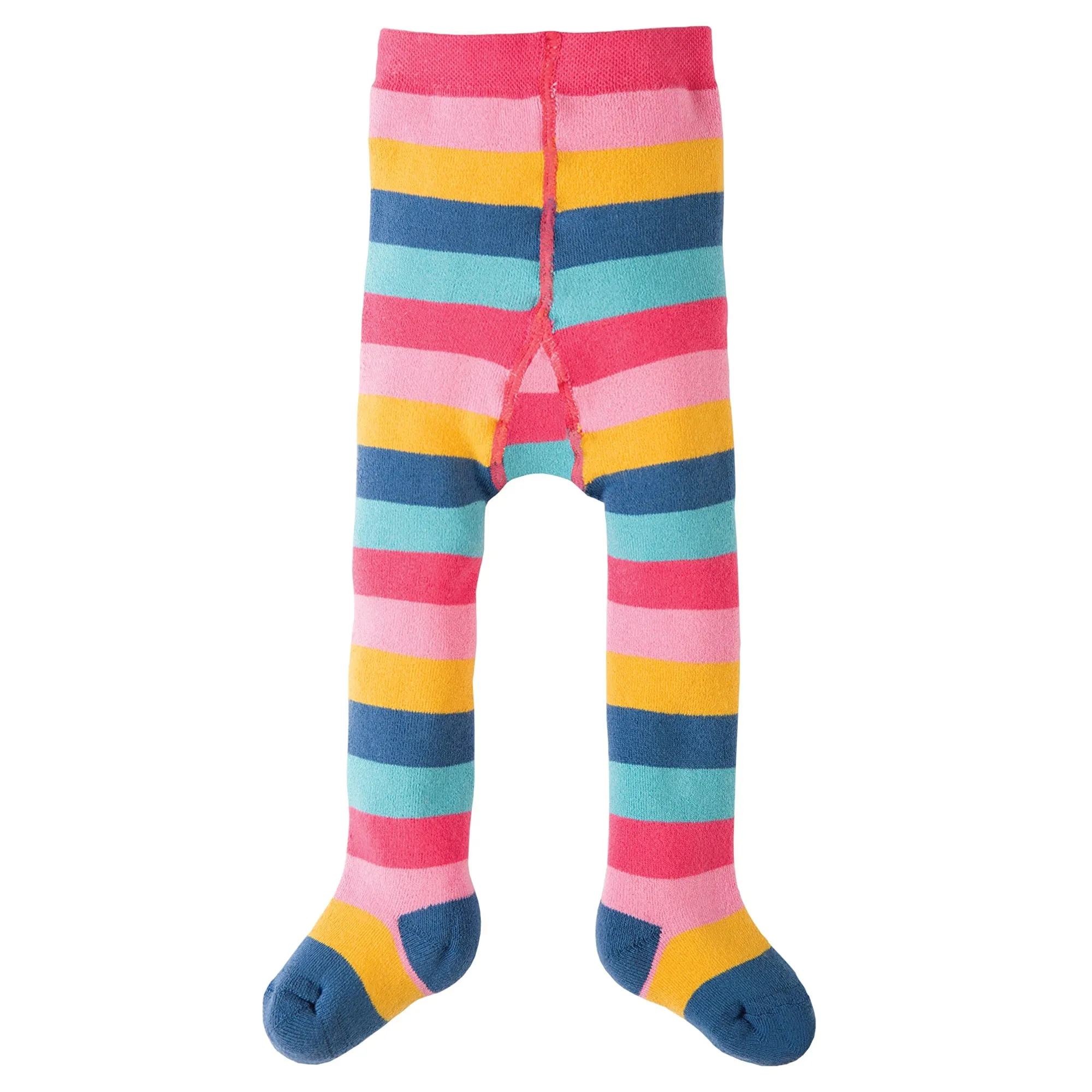 Frugi Baby Girl Organic Cotton Toasty Tights Rainbow Stripe