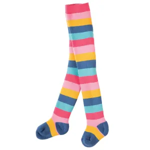 Frugi Baby Girl Organic Cotton Toasty Tights Rainbow Stripe