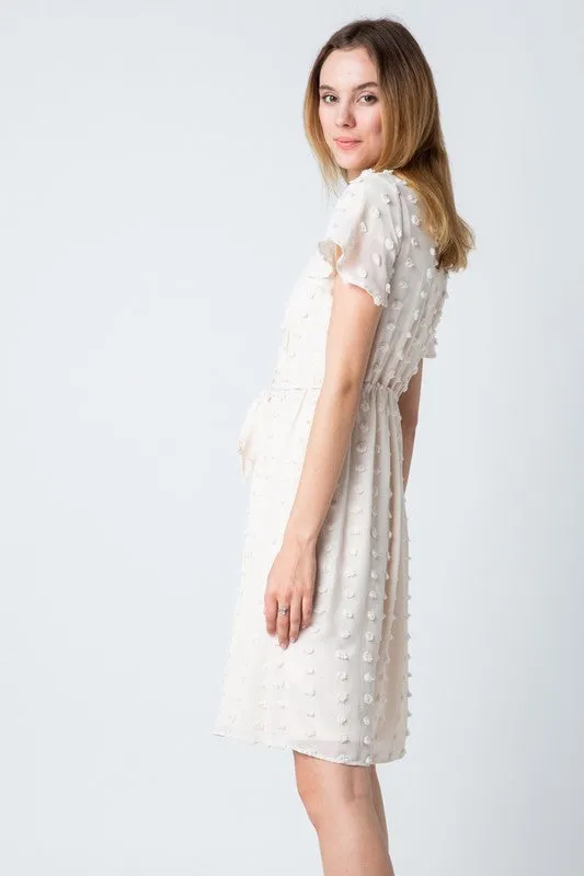 Genevah Swiss Dot Dress in Cream