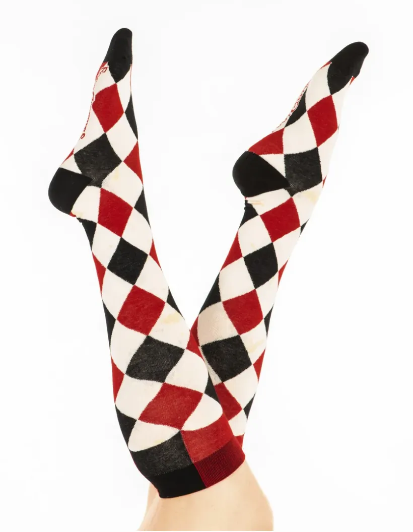 Goth Collection Haunting Harlequin Knee High Socks