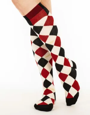 Goth Collection Haunting Harlequin Knee High Socks