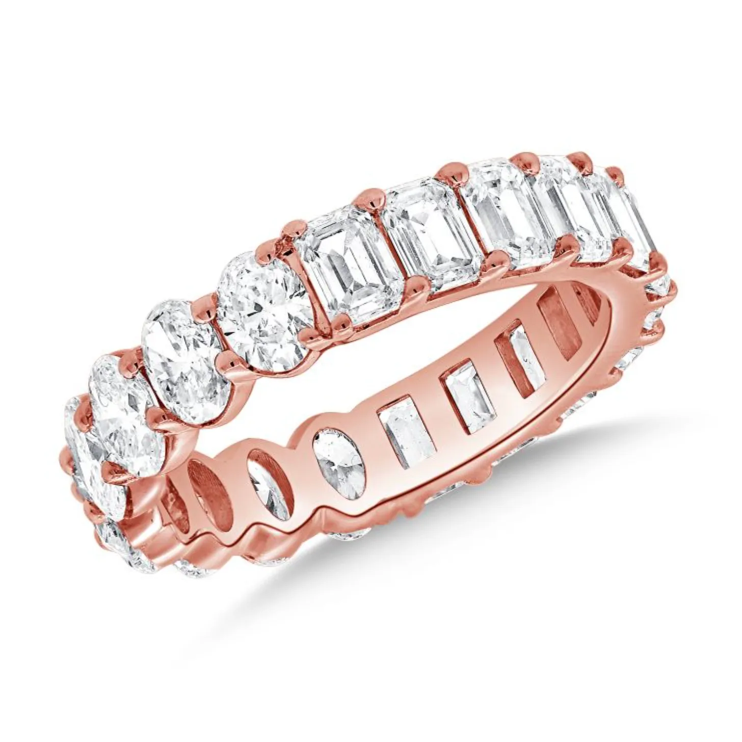 Half/Half Oval and Emerald Cut Lab Diamond Eternity Ring