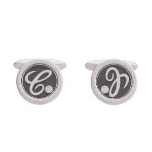 Happy' White Gold and Diamond Cufflinks