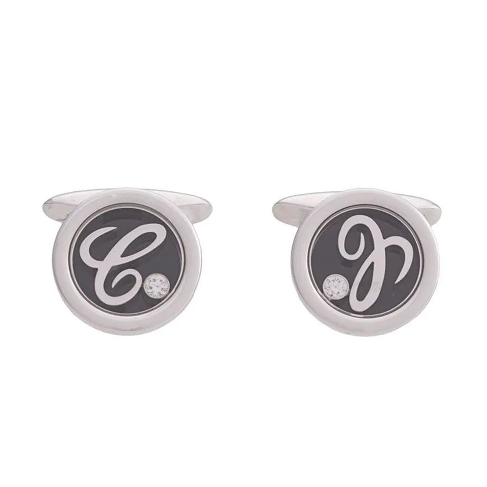 Happy' White Gold and Diamond Cufflinks