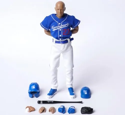 HiPlay DID Collectible Figure Full Set: Palm Hero Simply Fun Series The Blue Team Baseballer, 1:12 Scale Miniature Action Figurine