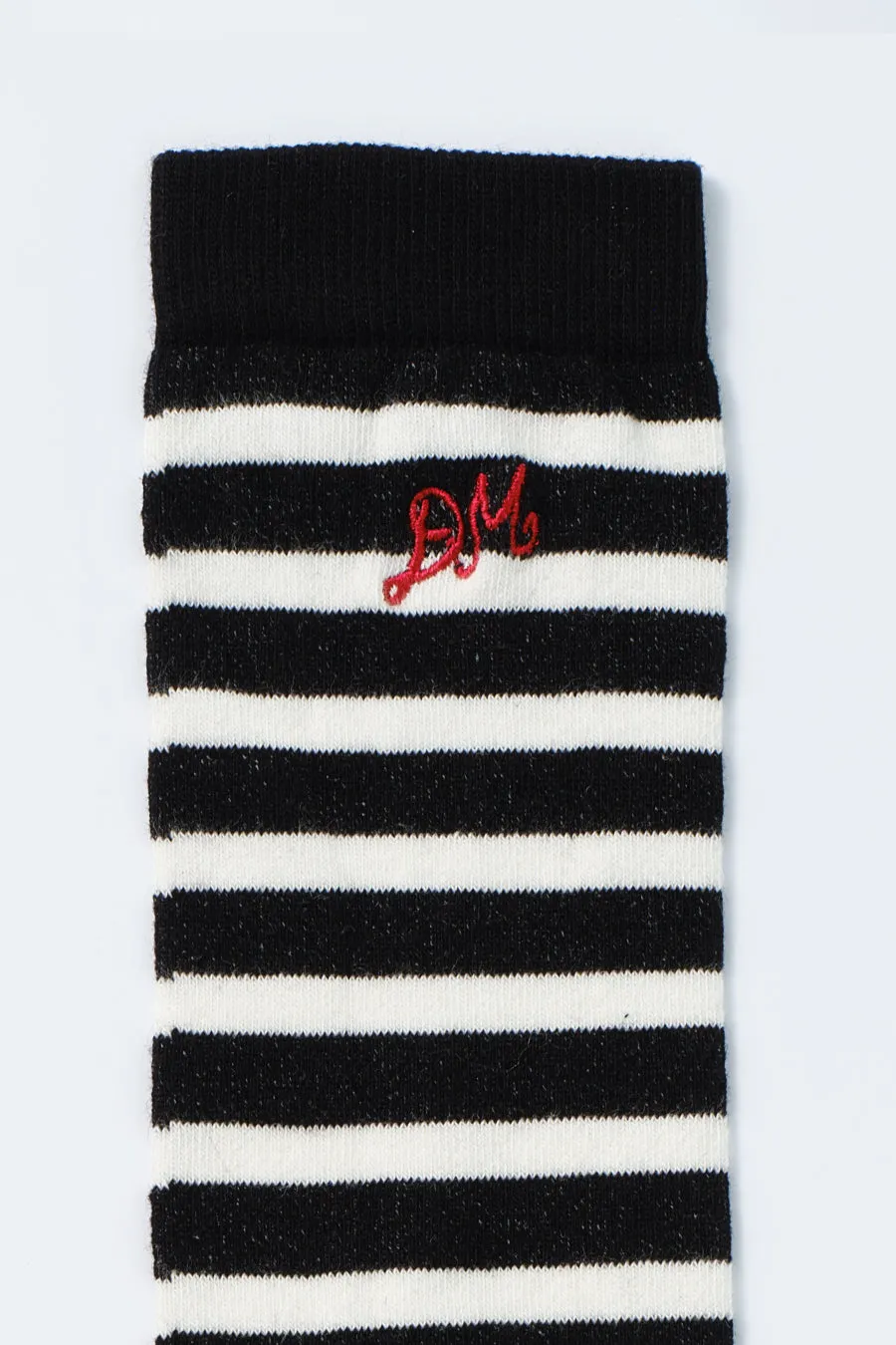 knee length socks - black & white stripe