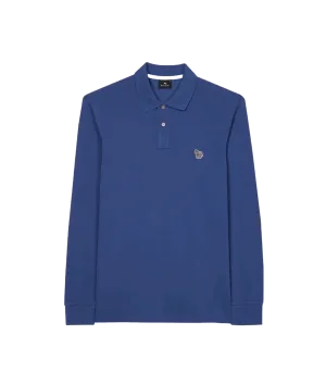 Long-Sleeve Zebra Logo Polo Shirt - Blue