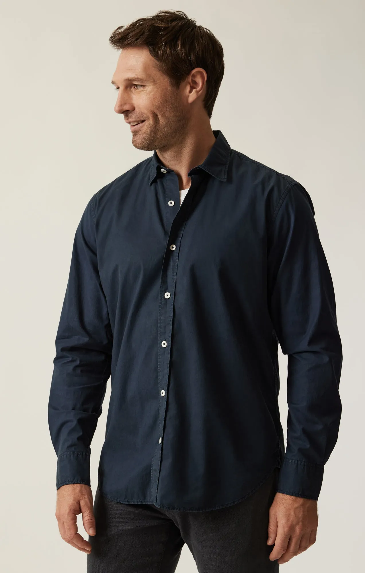 Luxe Twill Shirt In Dress Blues