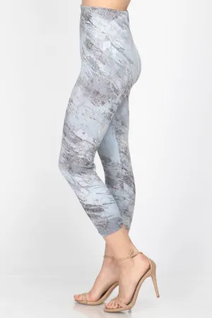 Marble Floral Cropped Leggings