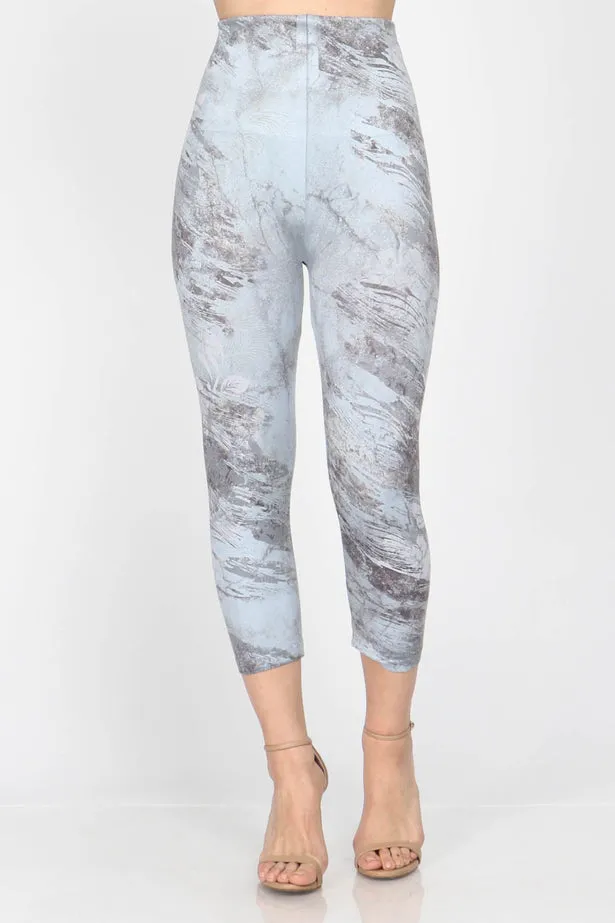 Marble Floral Cropped Leggings