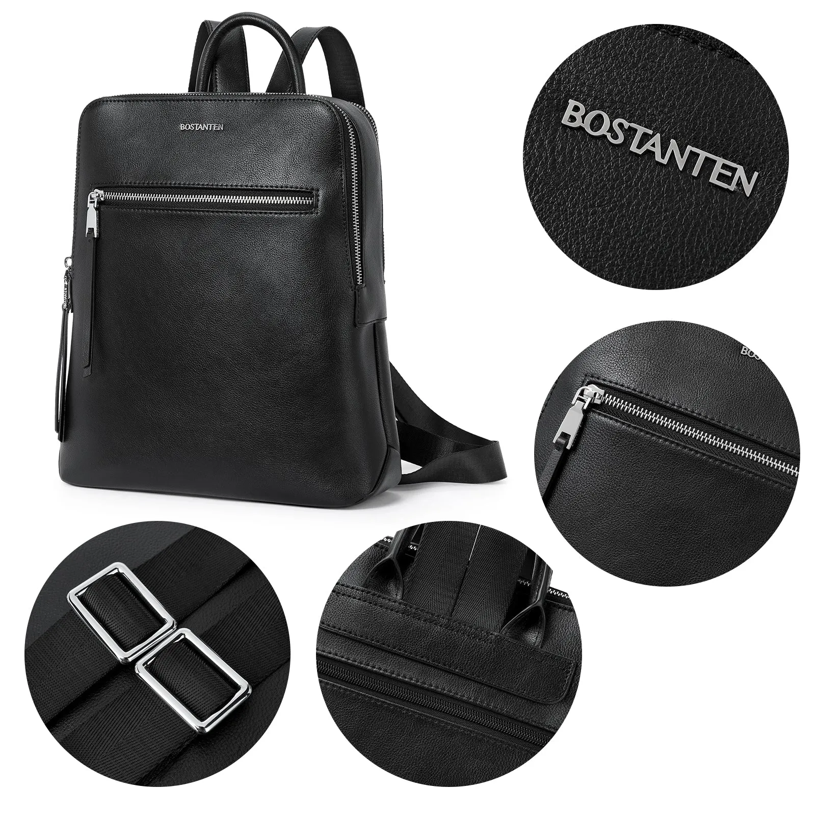 Nombongo Soft Leather Backpack — Pitch-Black