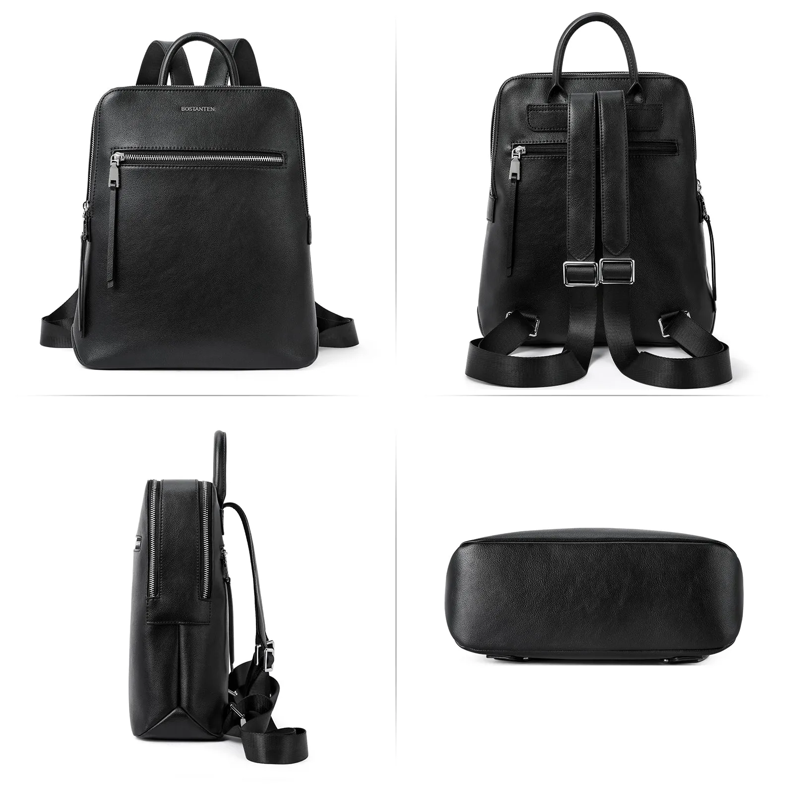 Nombongo Soft Leather Backpack — Pitch-Black