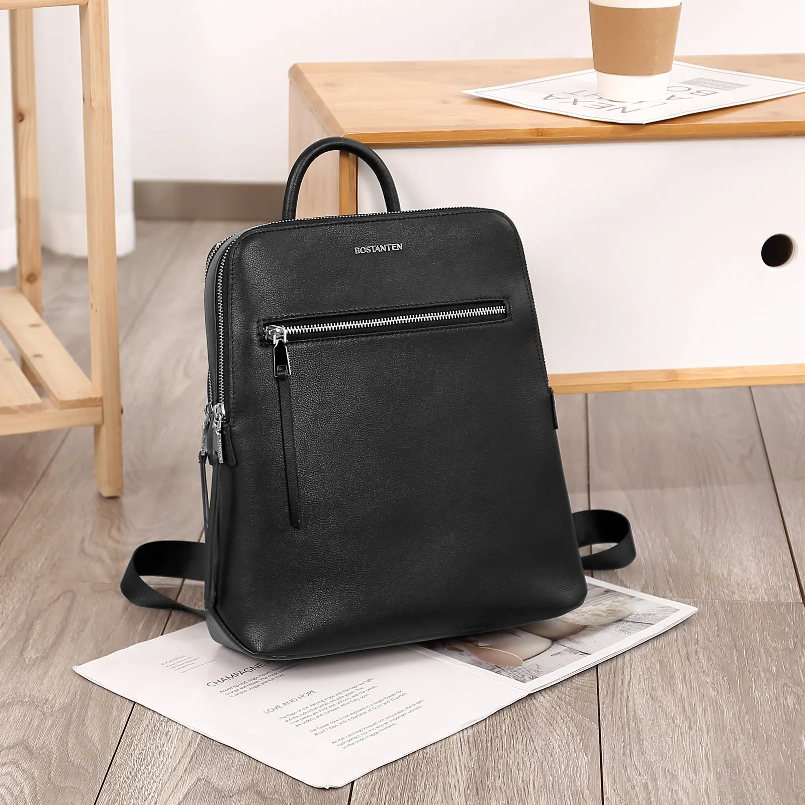 Nombongo Soft Leather Backpack — Pitch-Black