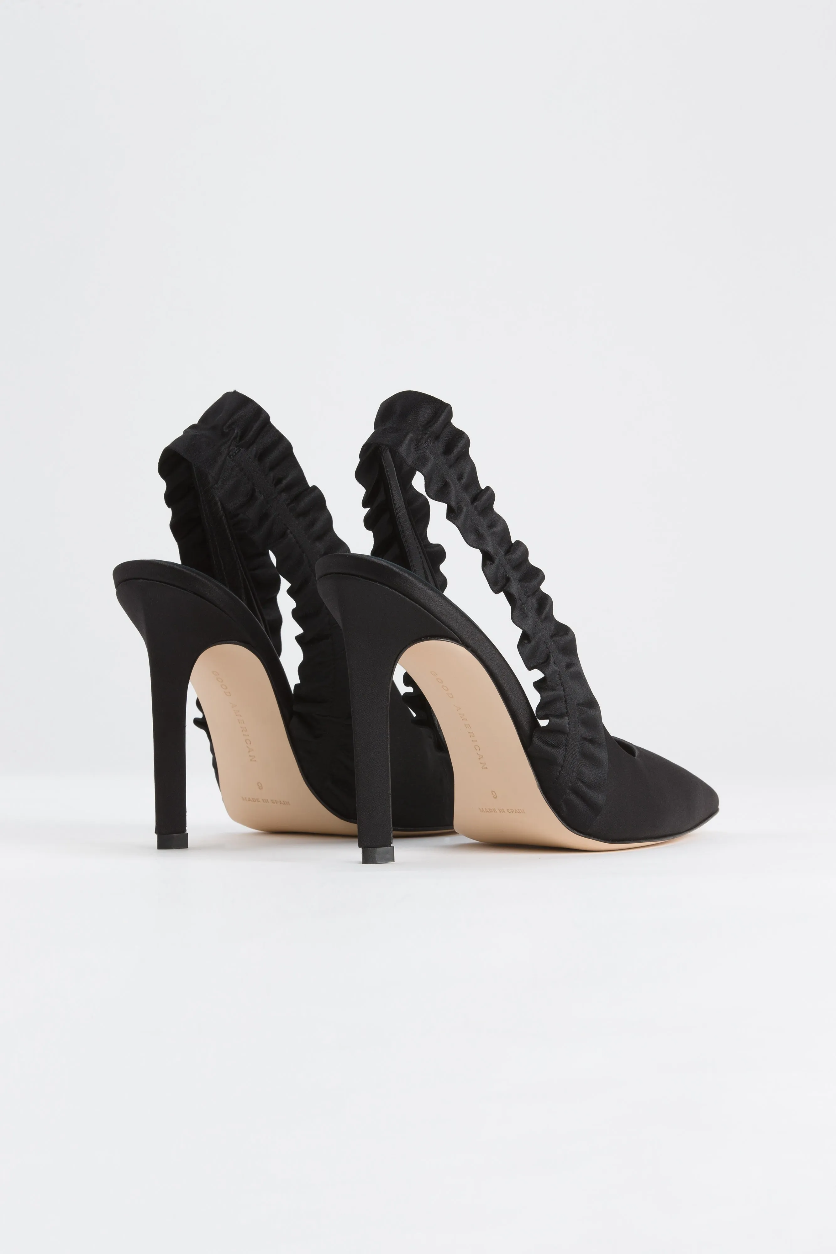 RUFFLE PUMP | SATIN BLACK001