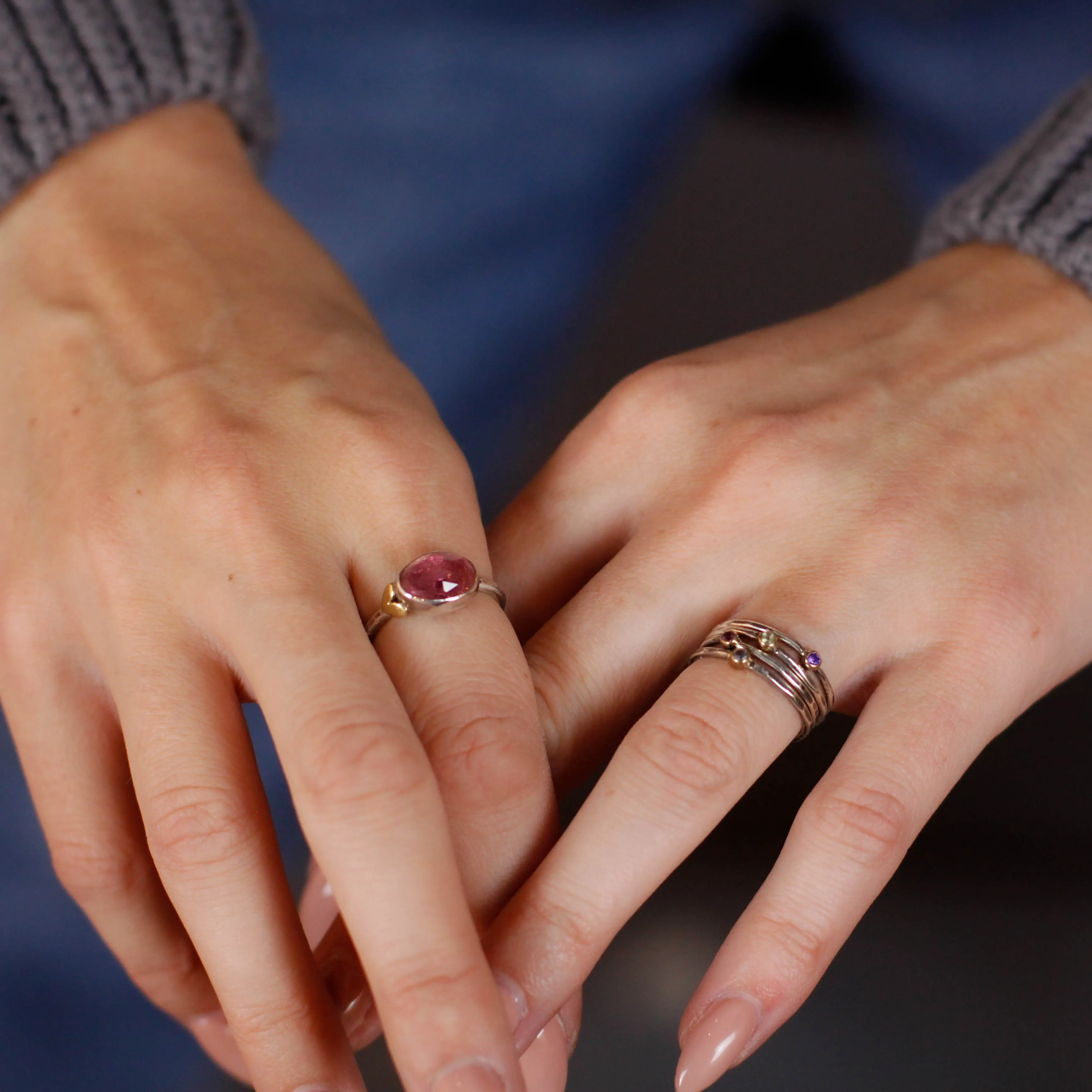 Sacred Love  emerald gemstone sterling silver ring