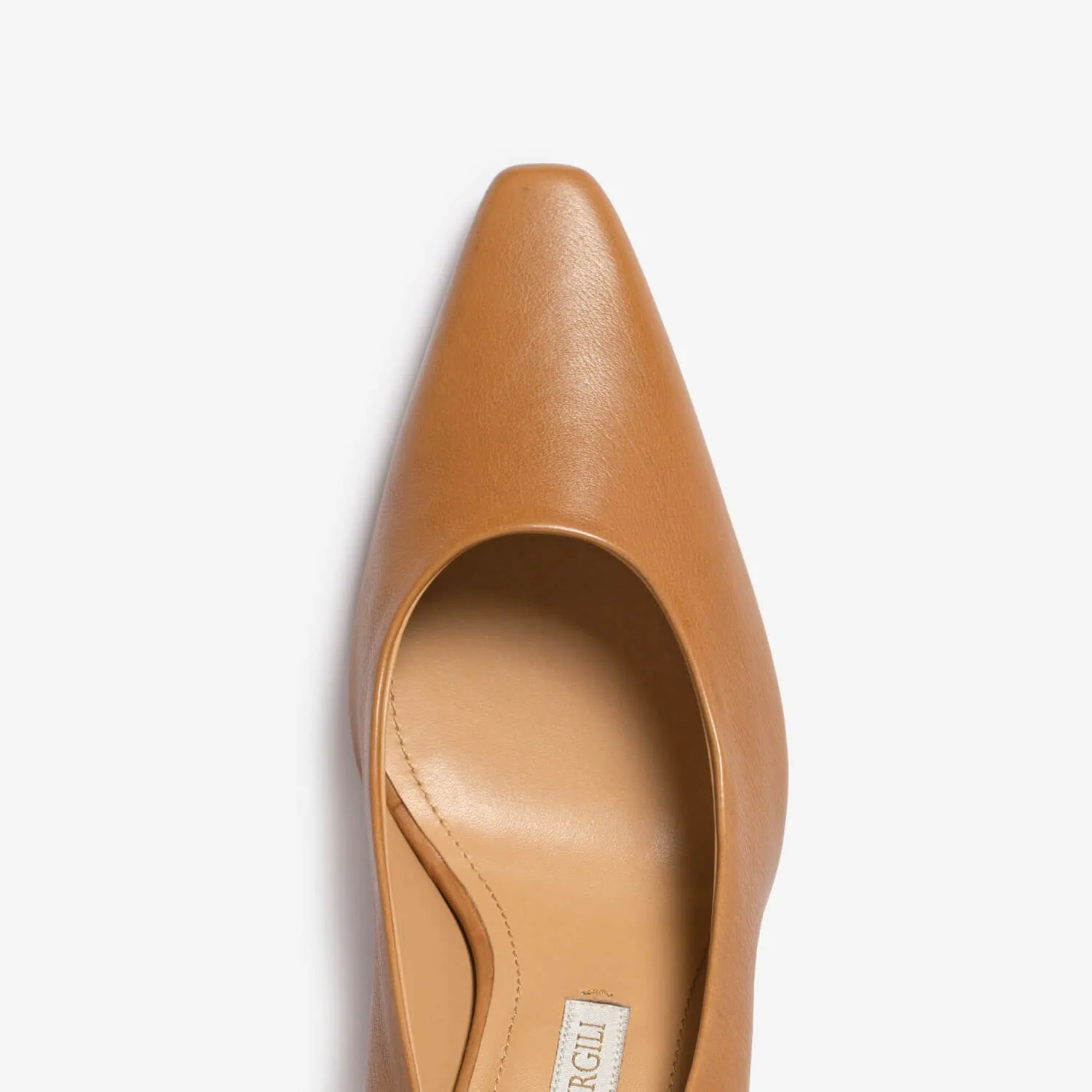 Tan women's calf leather décolleté