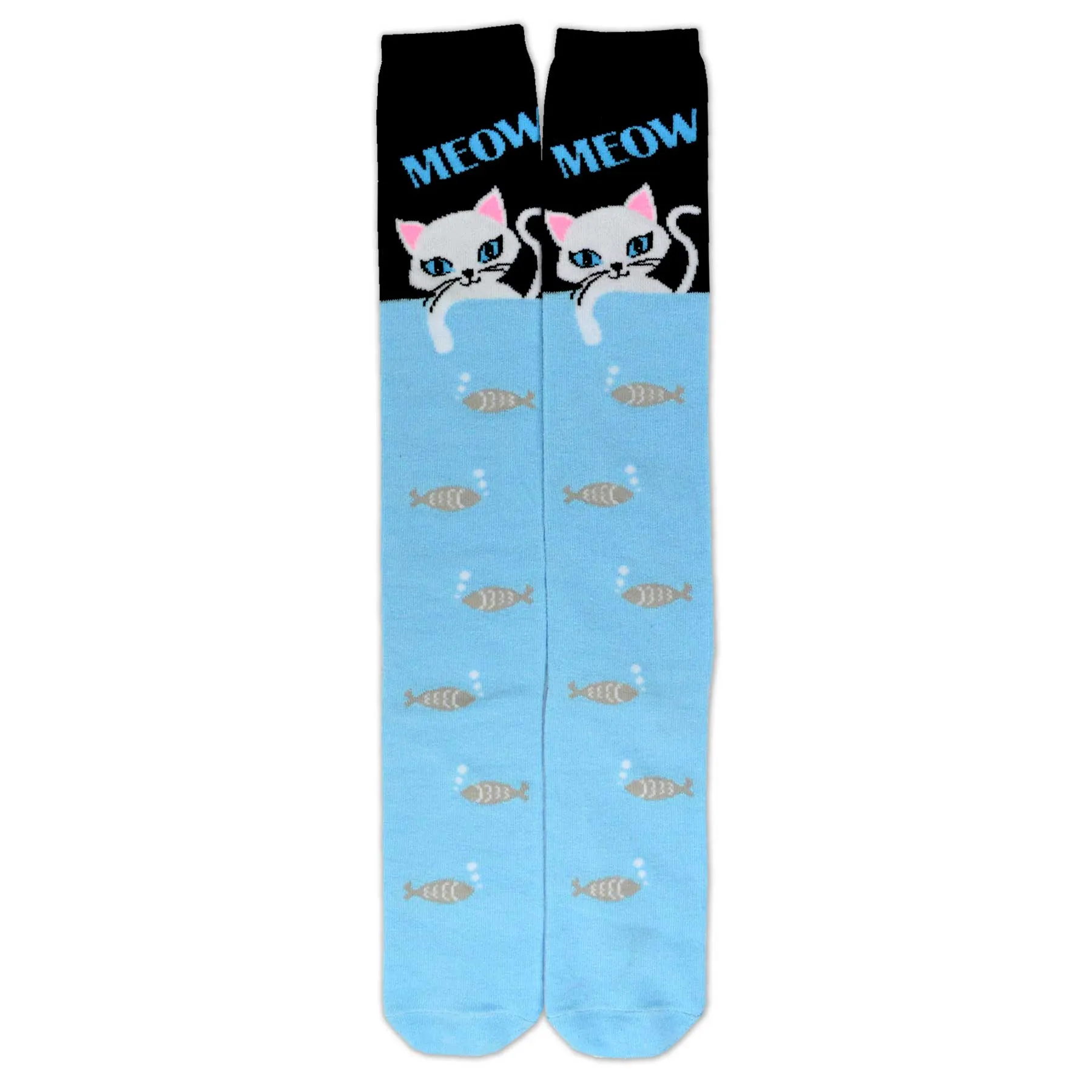 TeeHee Socks Women's Novelty Cotton Knee High Happy Cat 3-Pack (W1584)