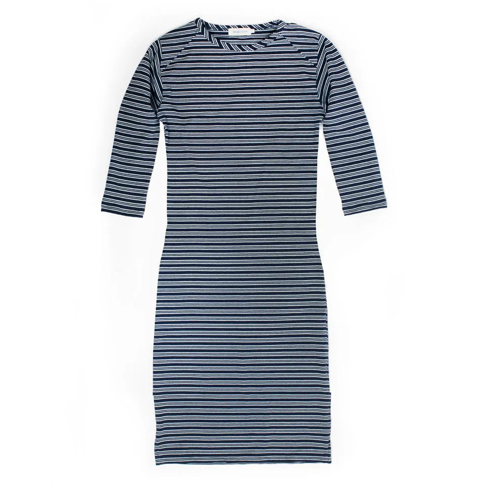 The Eva Dress in Indigo Stripe